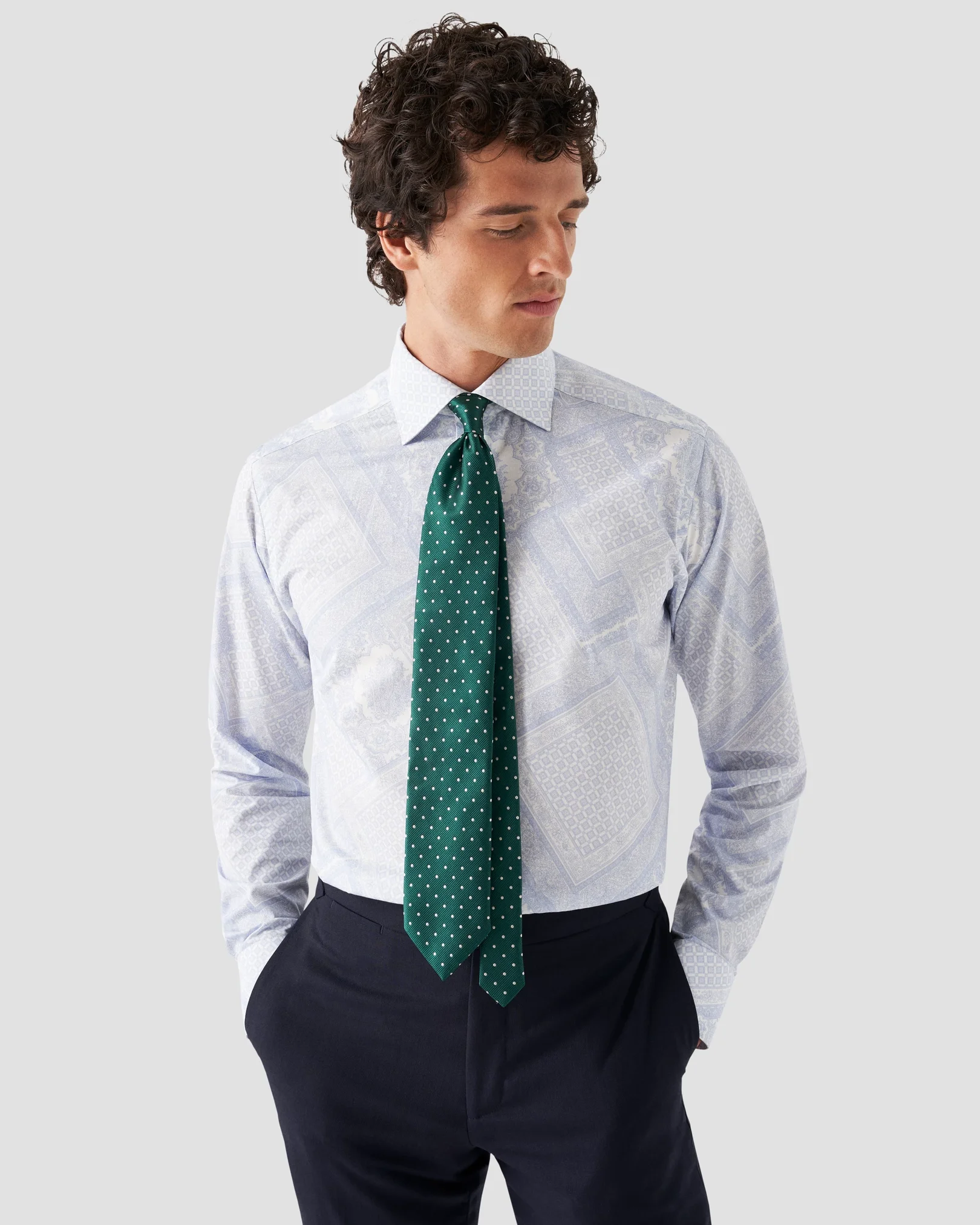 Eton - light blue paisley twill