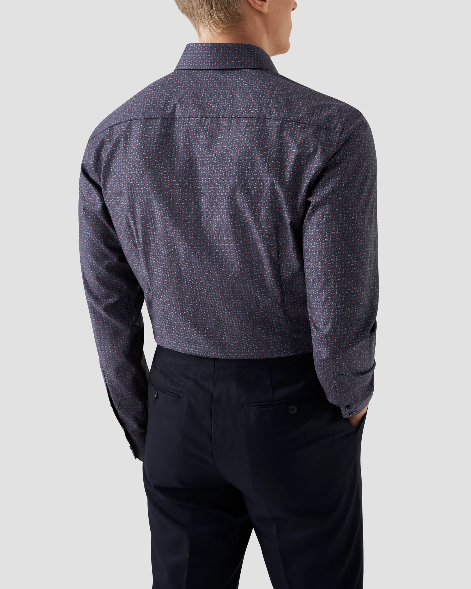 Eton - navy blue twill cutaway collar