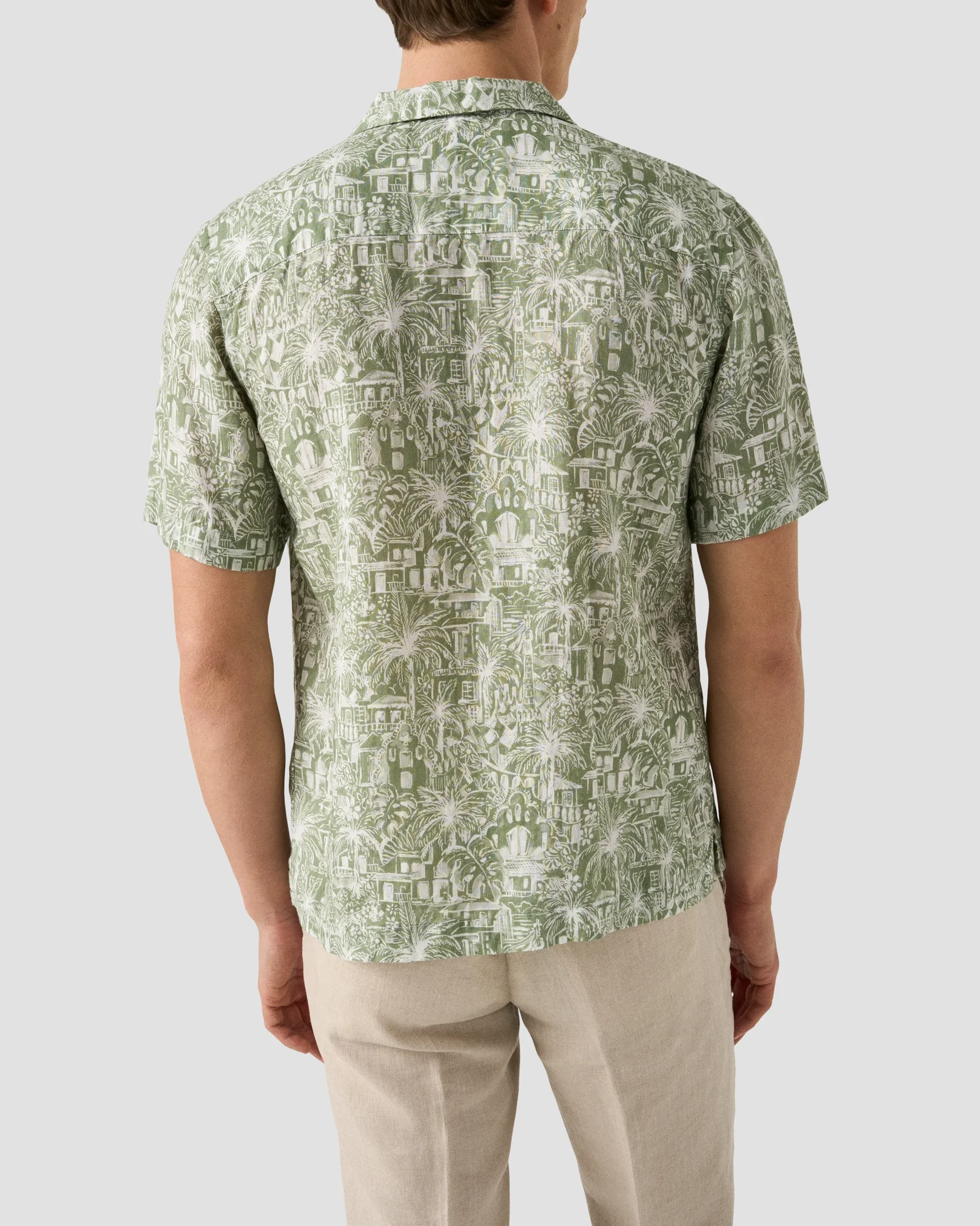 Eton - dark green gaudi garden print resort shirt