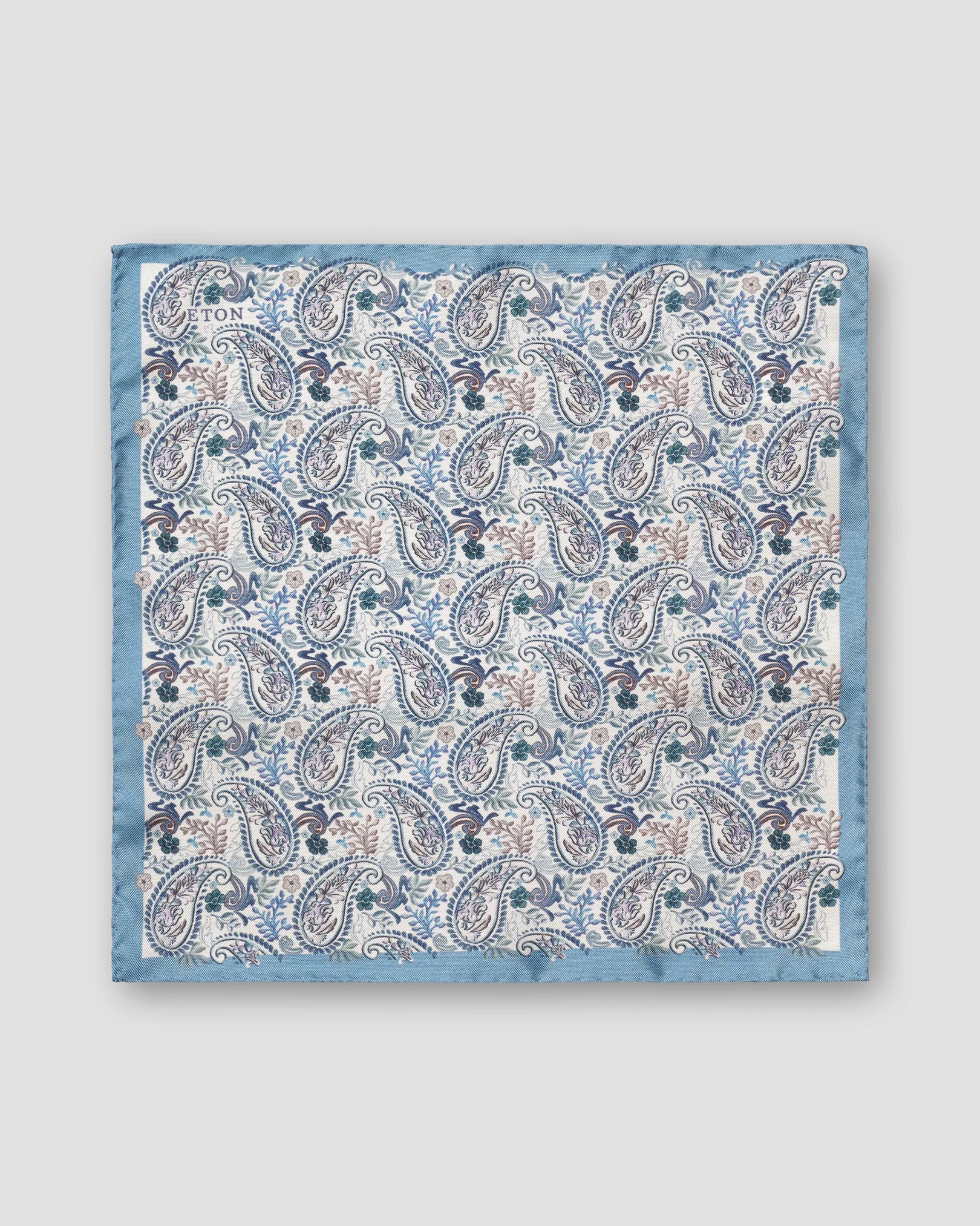 Eton - mid blue paisley silk pocket square