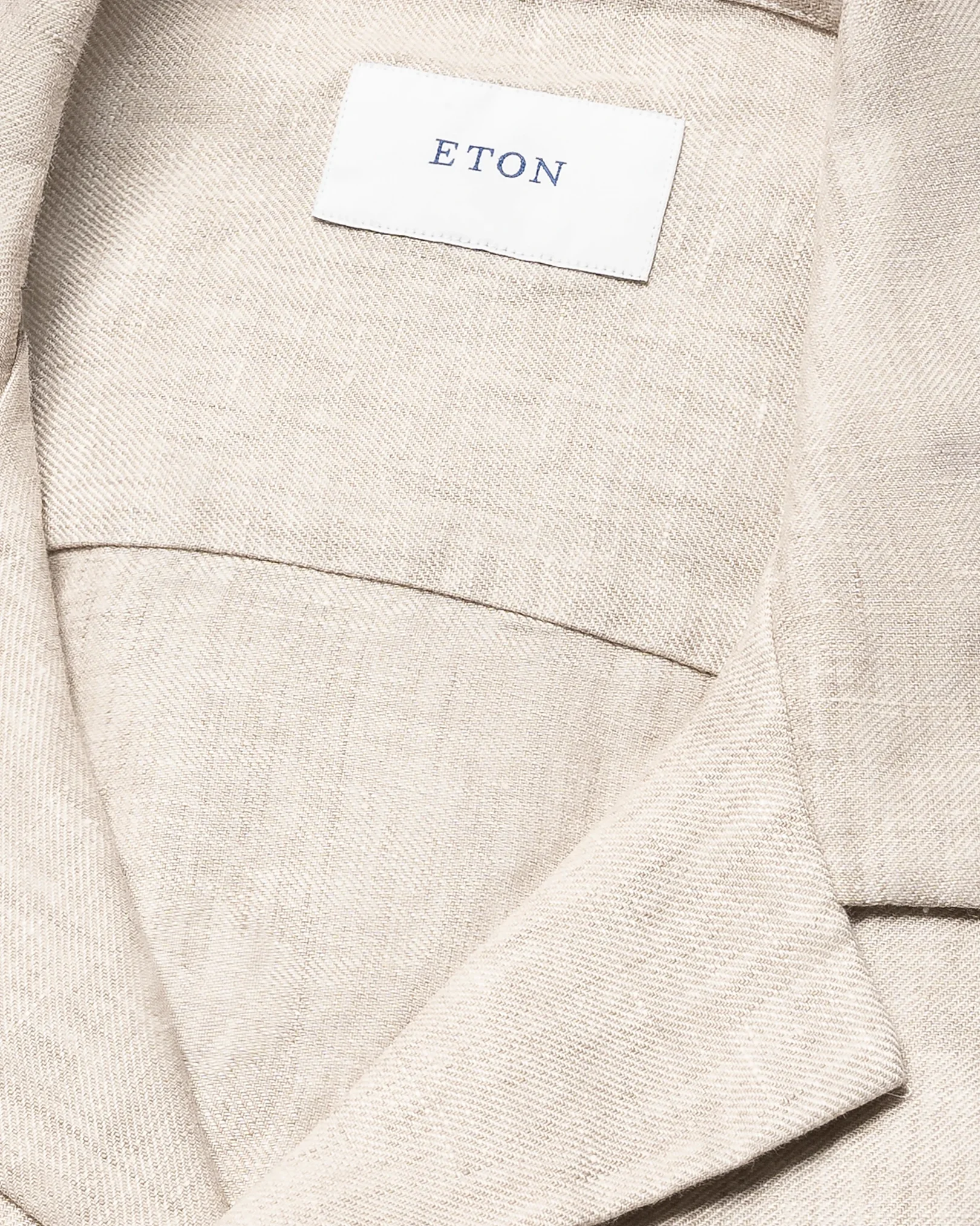Eton - beige solid linen twill resort shirt