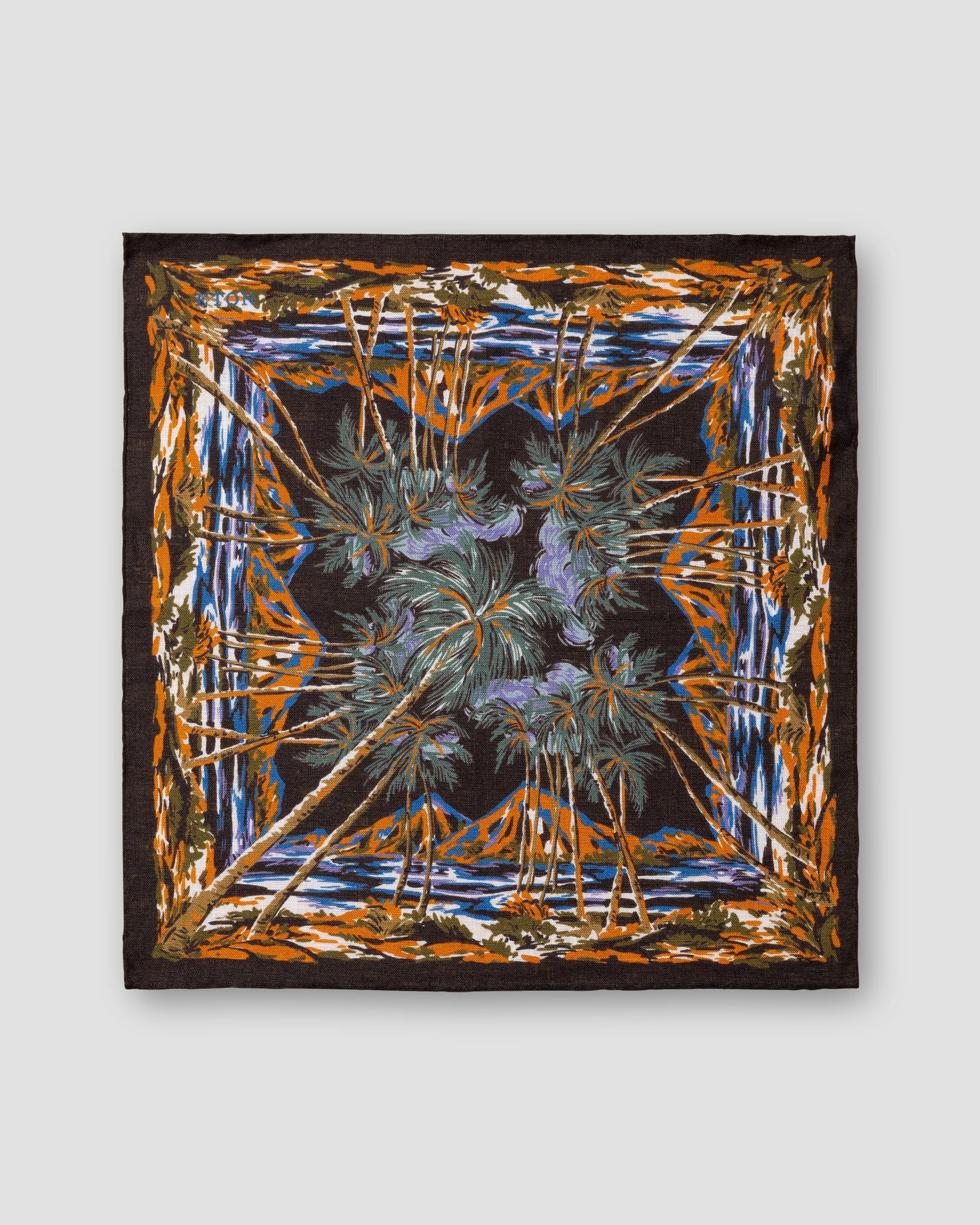 Eton - black palm print linen pocket square