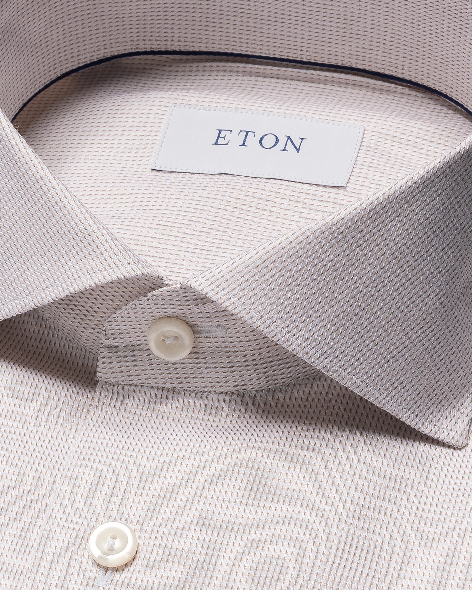 Eton - beige fine twill wide spread