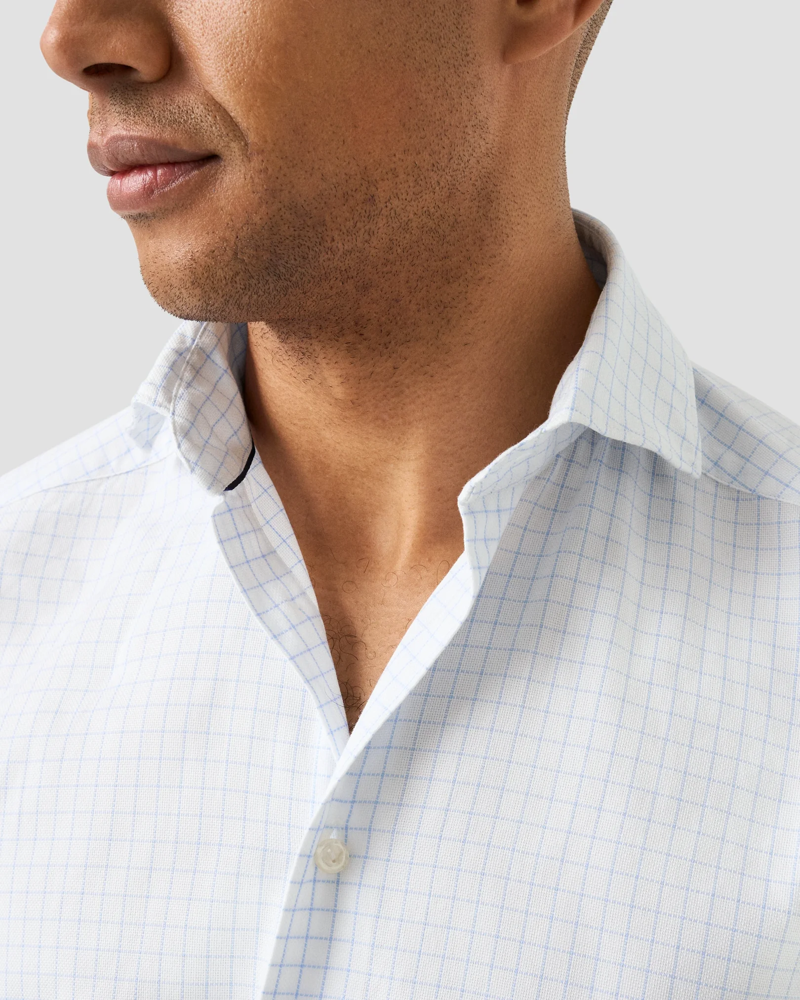 Eton - check royal oxford shirt light blue check