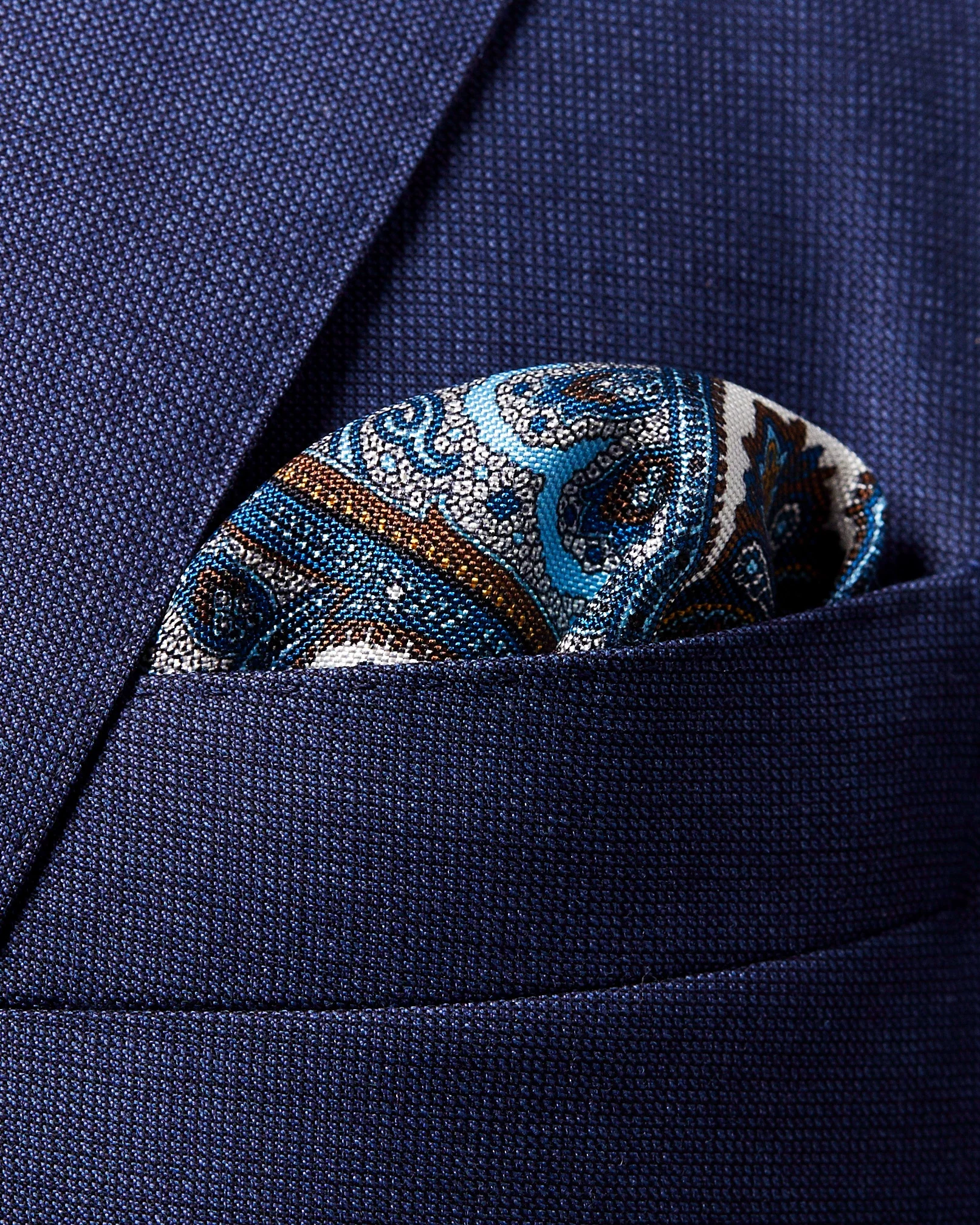 Eton - blue paisley print pocket square
