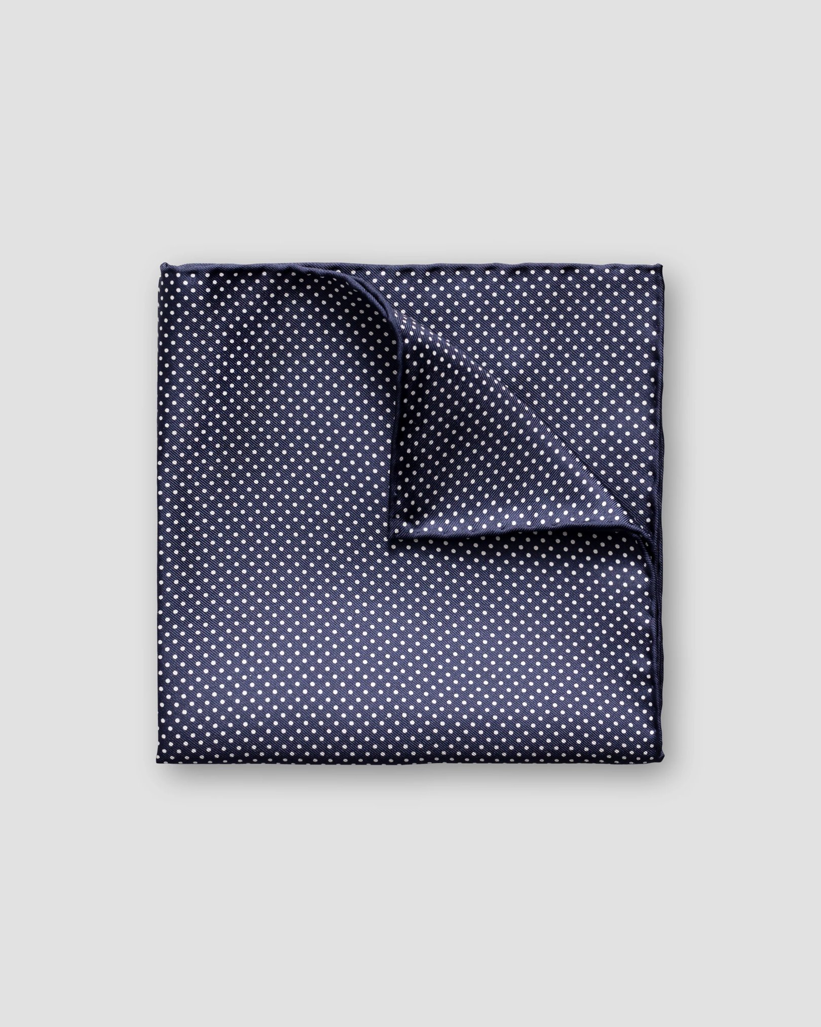 Eton - Dark Blue Polka Dots Silk Pocket Square
