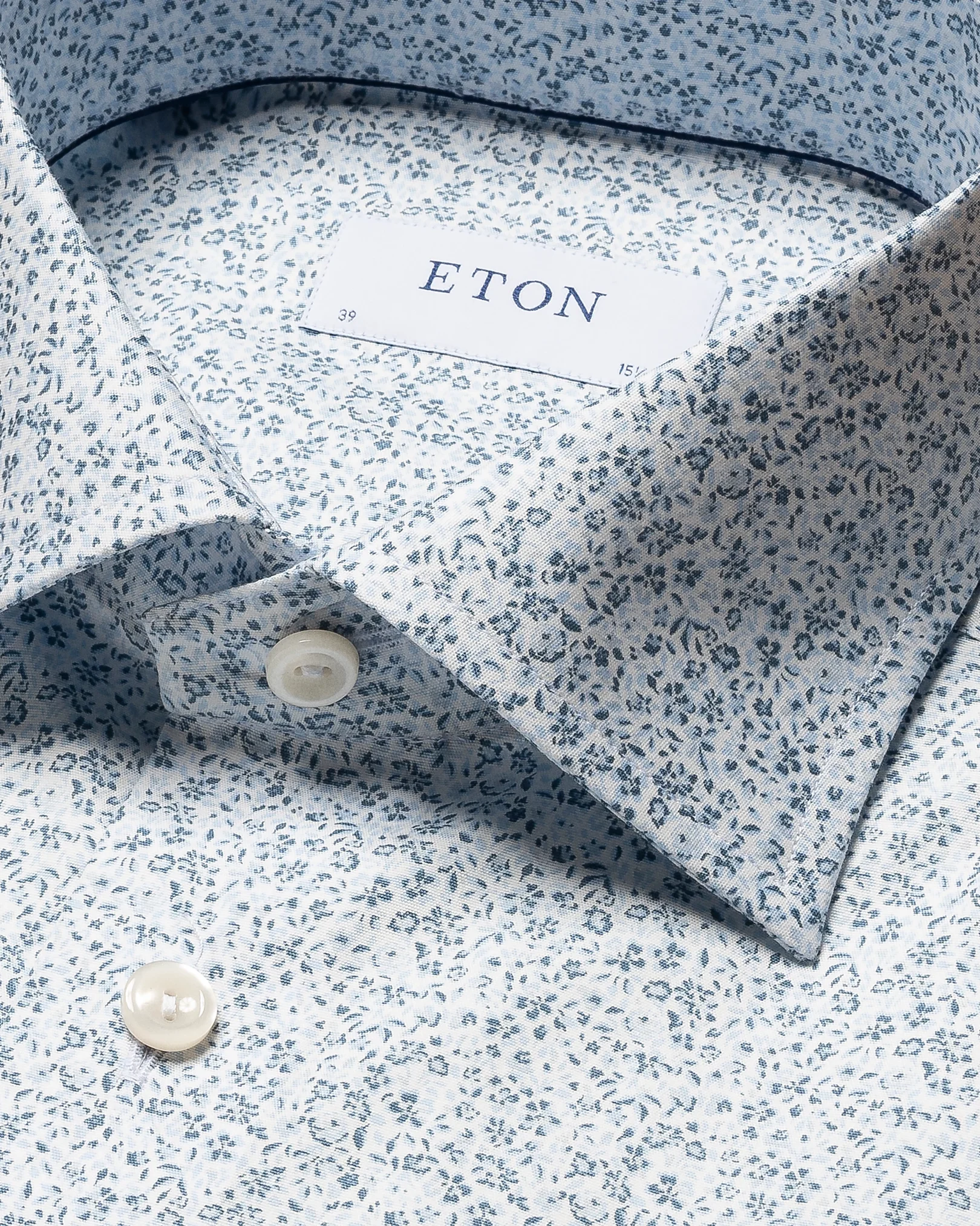 Eton - light blue poplin floral shirt