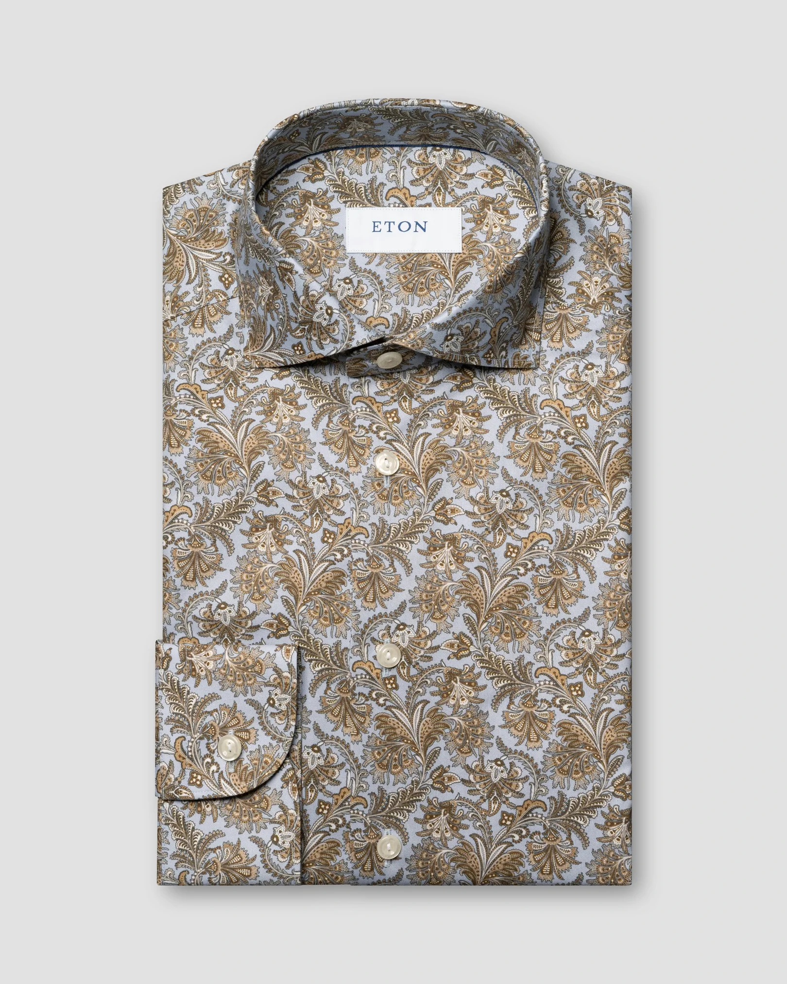 Eton - brown paisley wide spread shirt