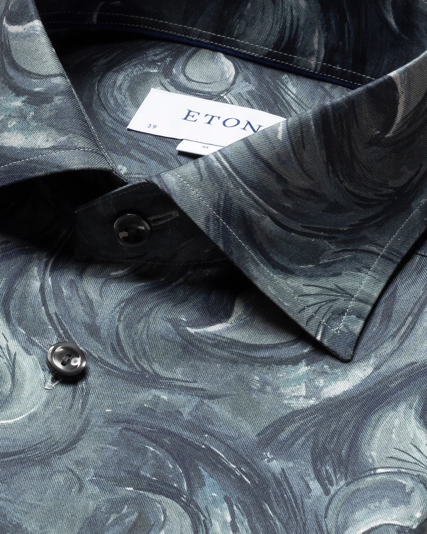 Eton - midnight blue paisley drop shirt