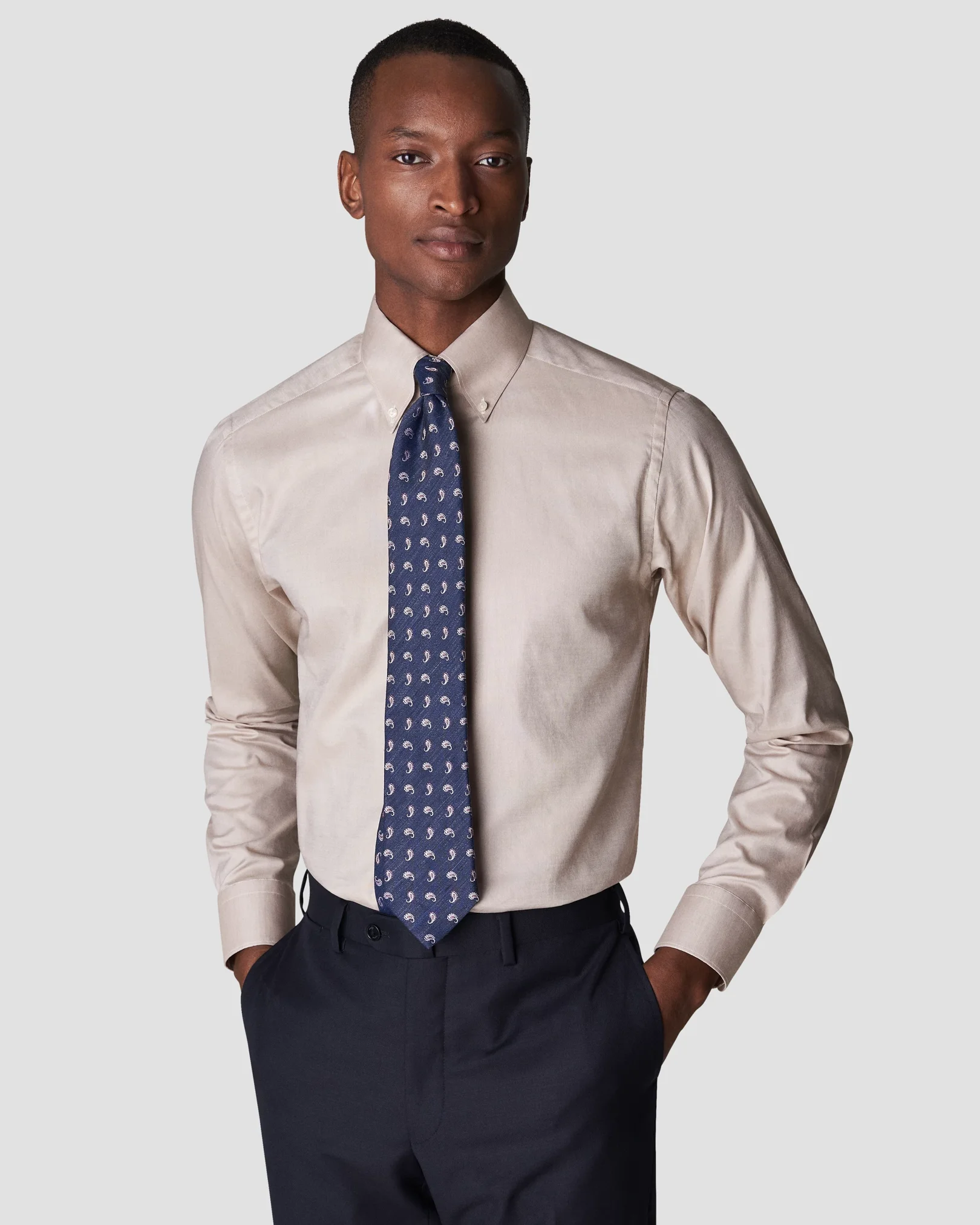 Eton - beige wrinkle free oxford
