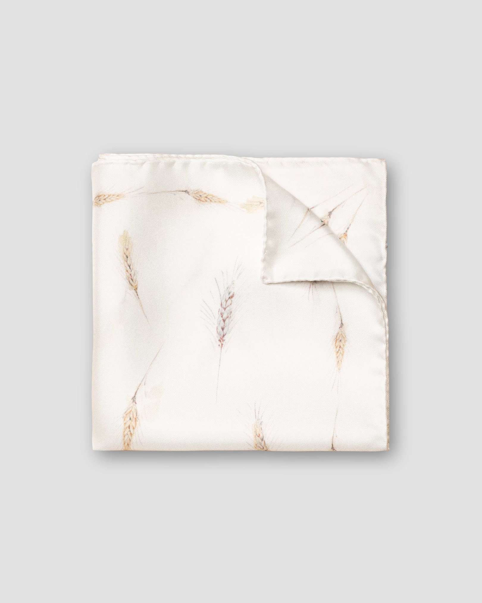 Eton - white wheat print silk pocket square
