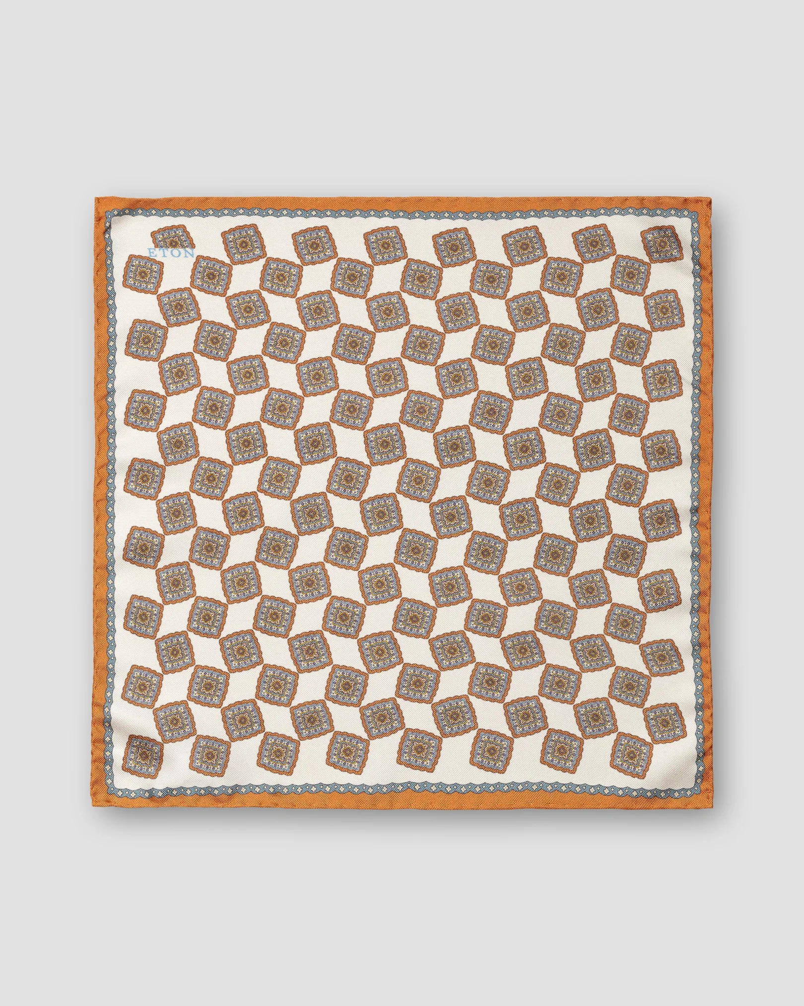 Eton - yellow geometric print panama silk pocket square