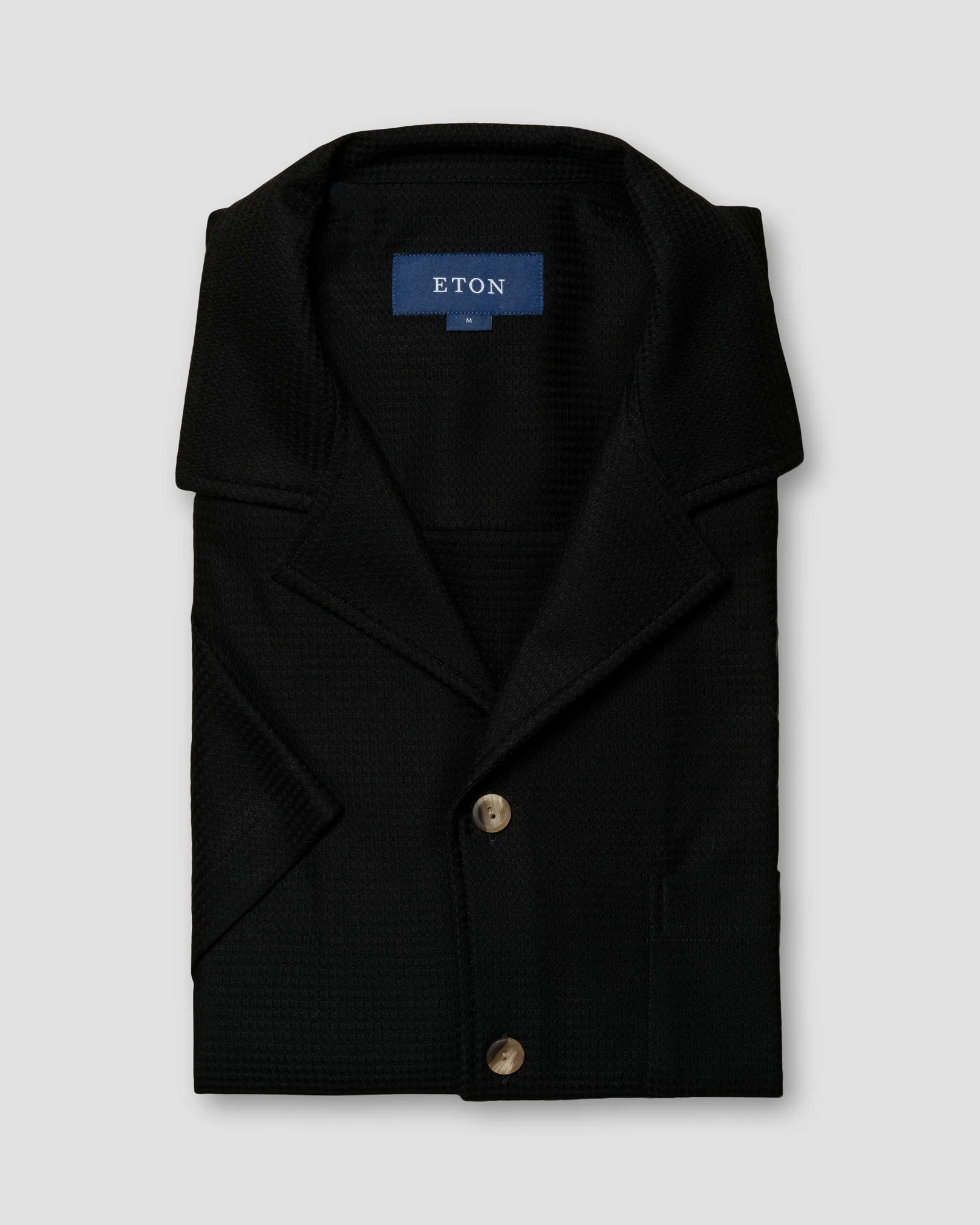 Eton - Black Filo di Scozia Jacquard Resort Shirt