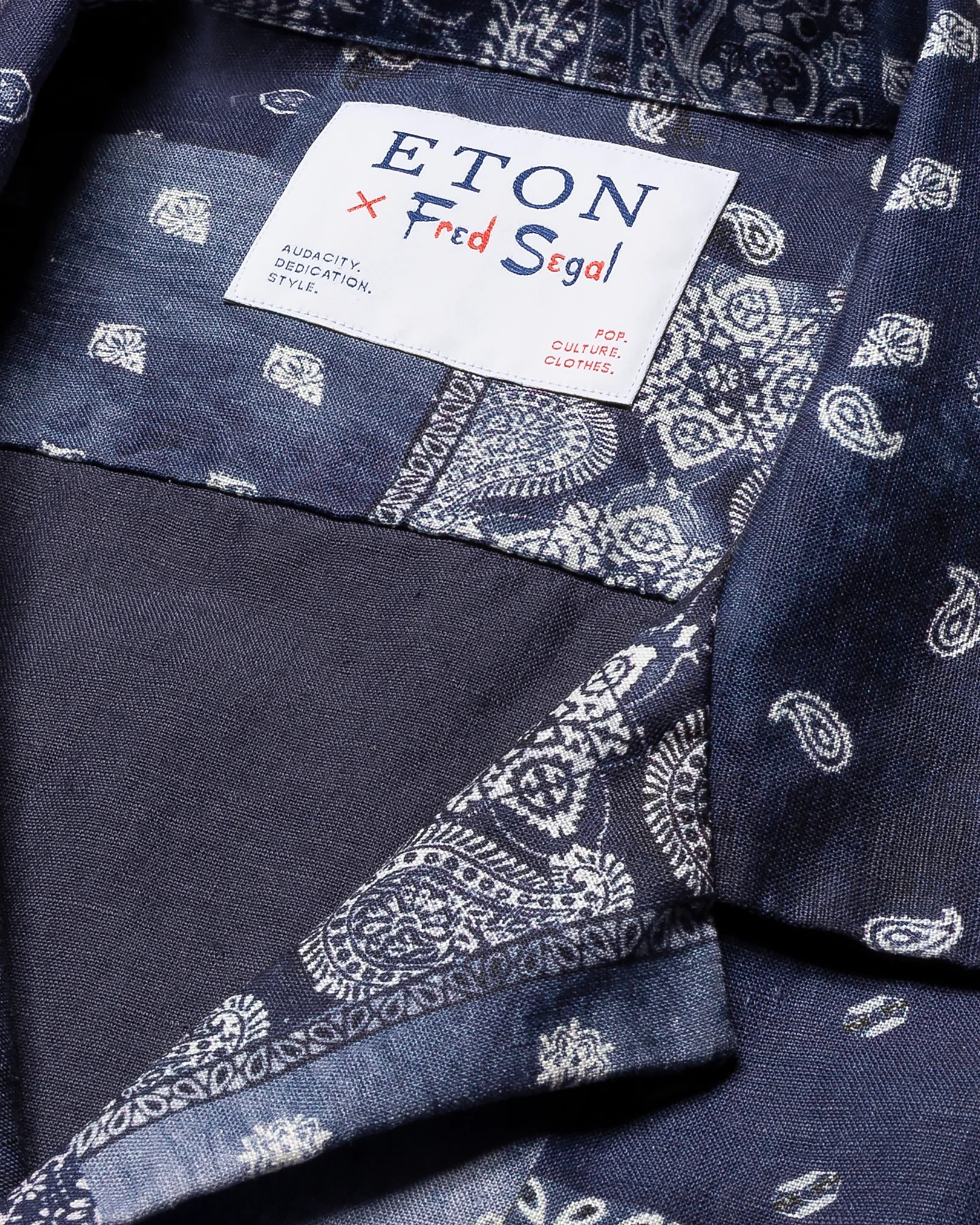 Eton - navy blue linen resort shirt fred segal