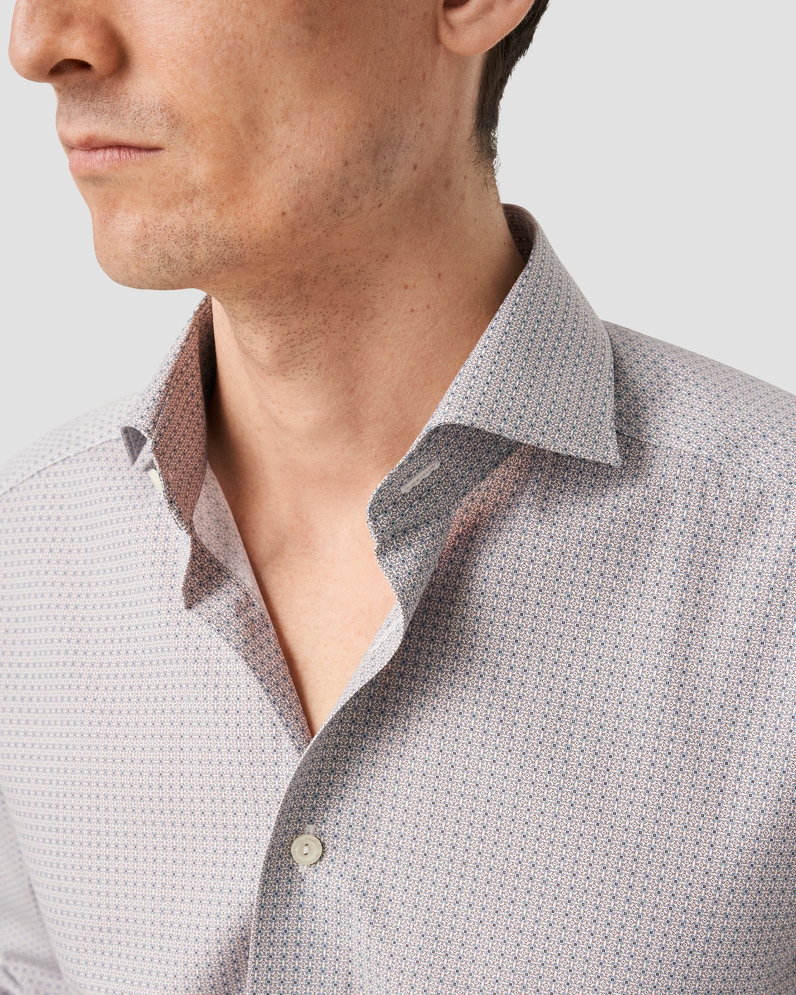 Eton - micro medallion print poplin shirt