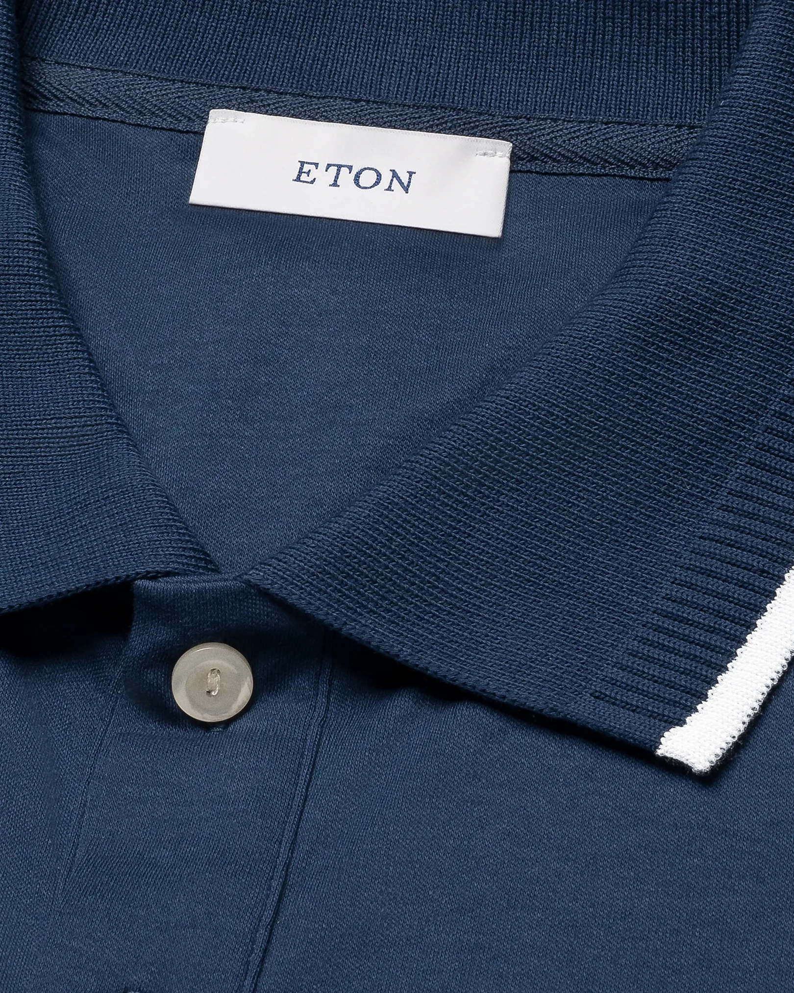 Eton - dark blue cotton interlock polo shirt