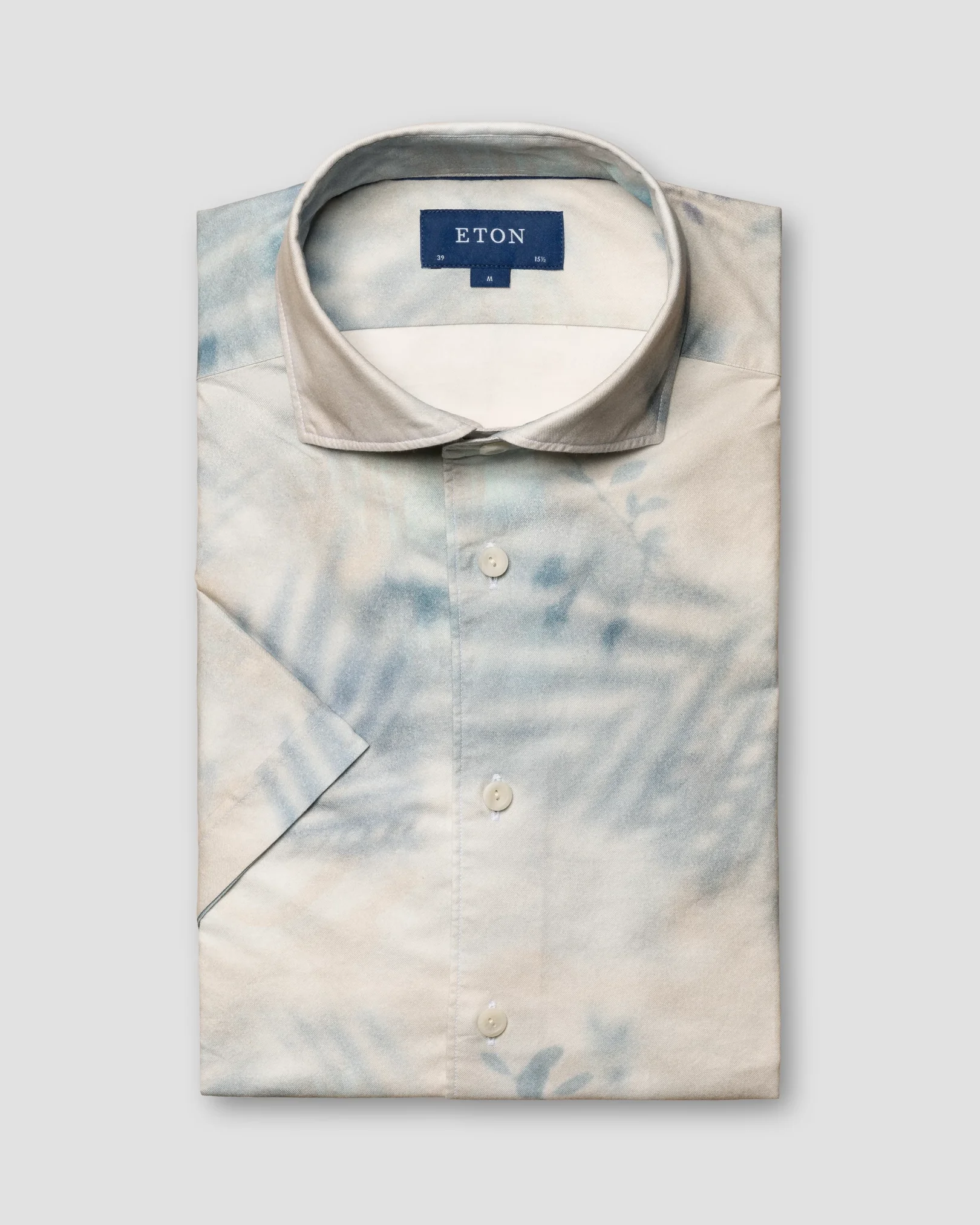 Eton - Light Gray Floral Watercolor Print Short Sleeve Shirt