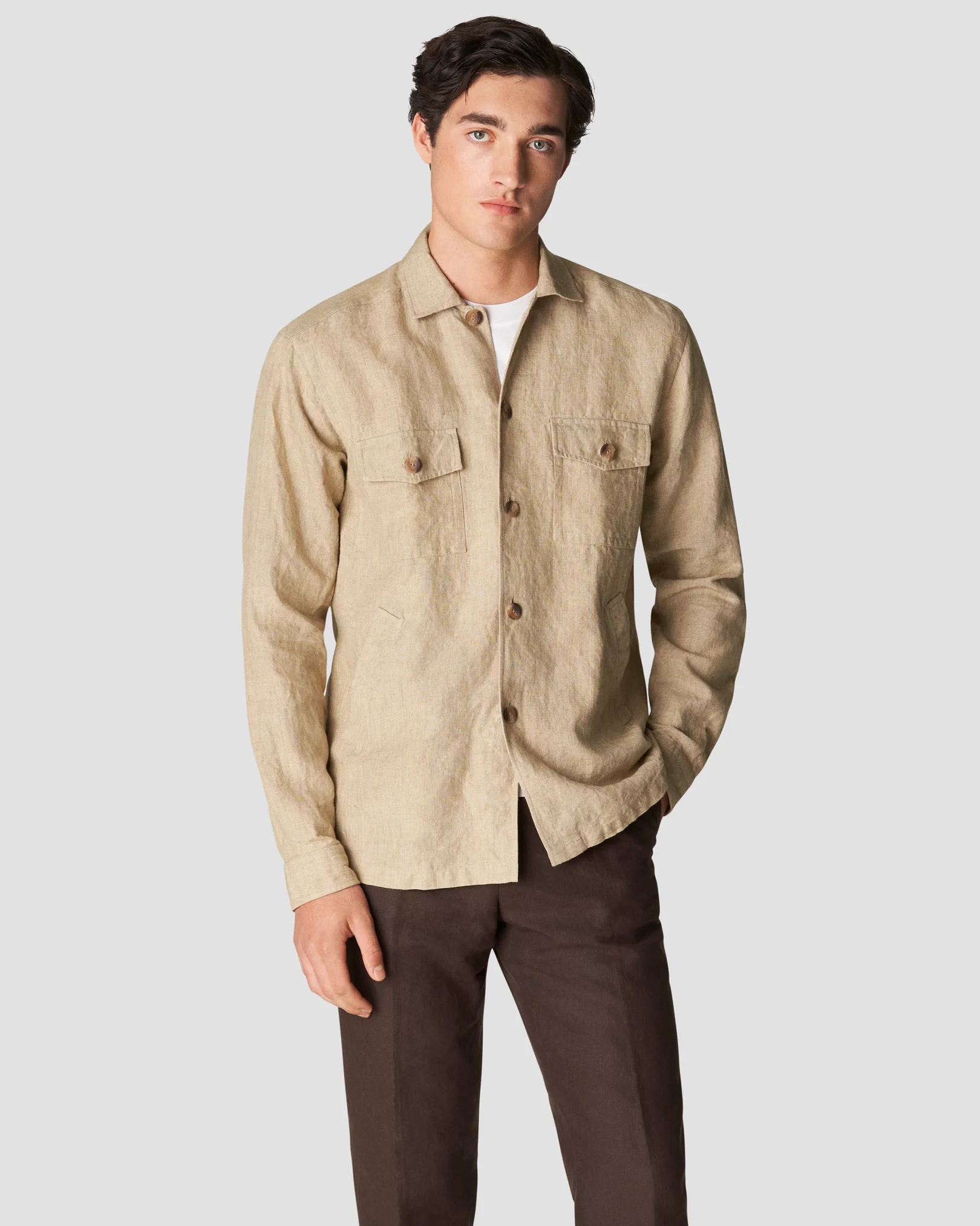 Eton - beige linen overshirt