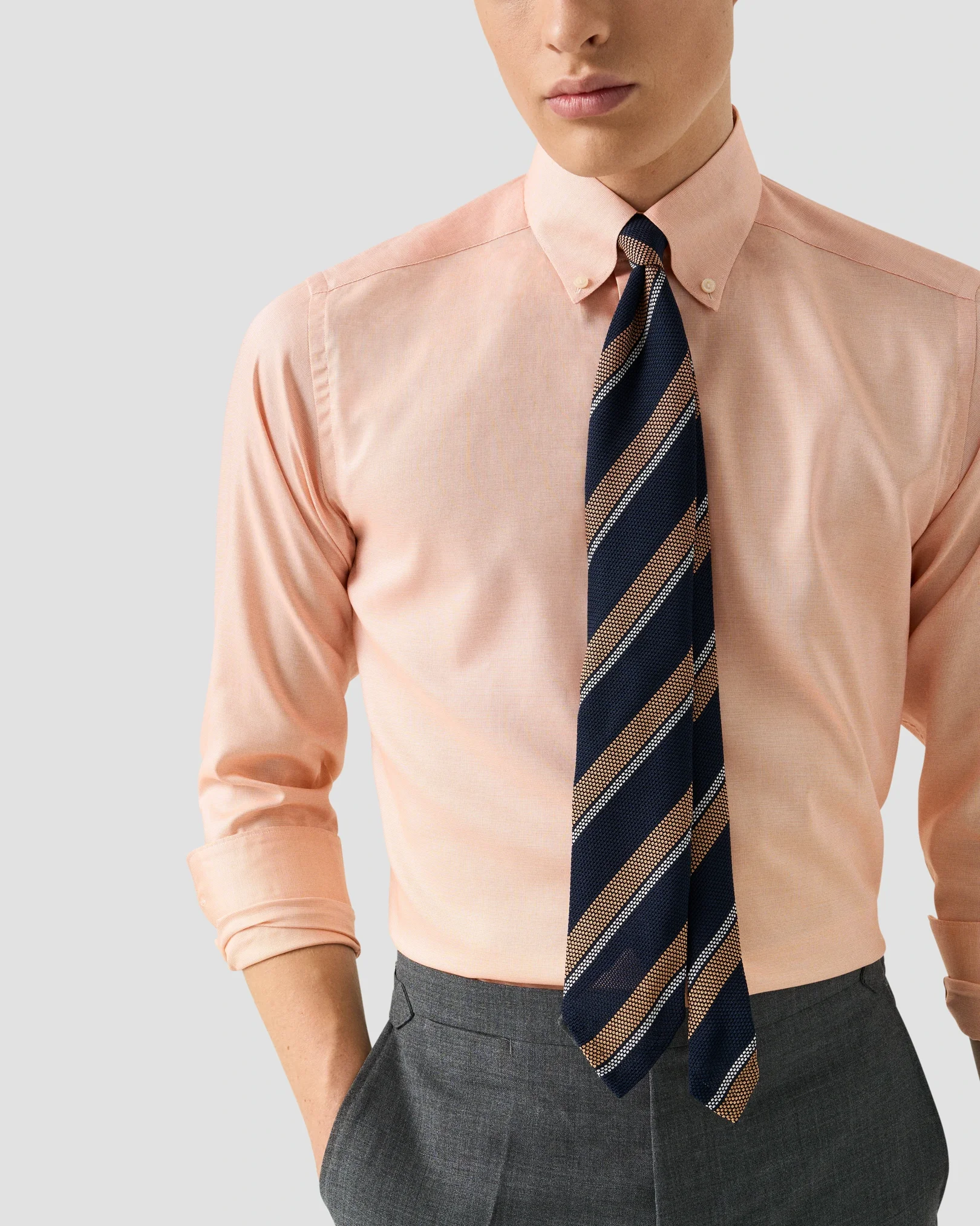 Eton - orange solid wrinkle free oxford