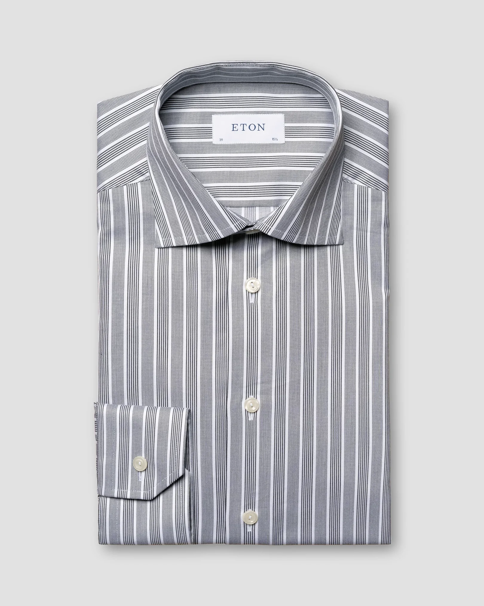 Eton - black cotton tencel twill shirt