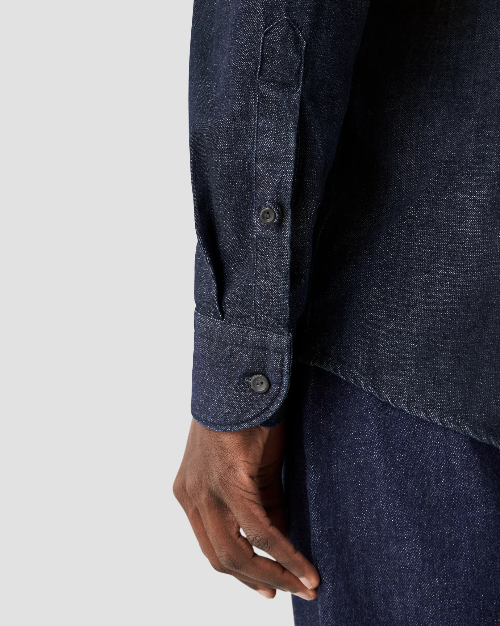 Eton - navy blue twill buttondown