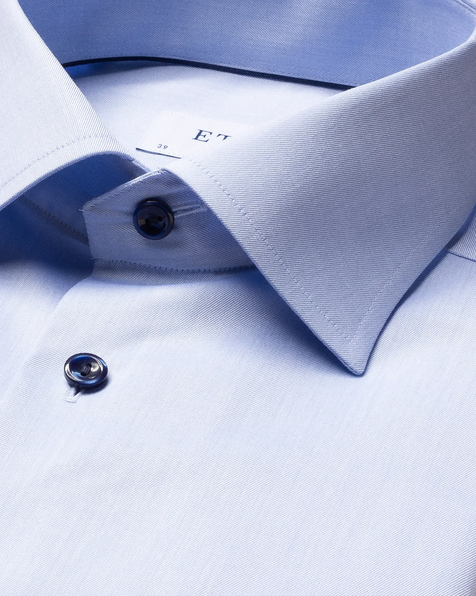 Eton - blue twill shirt with navy details