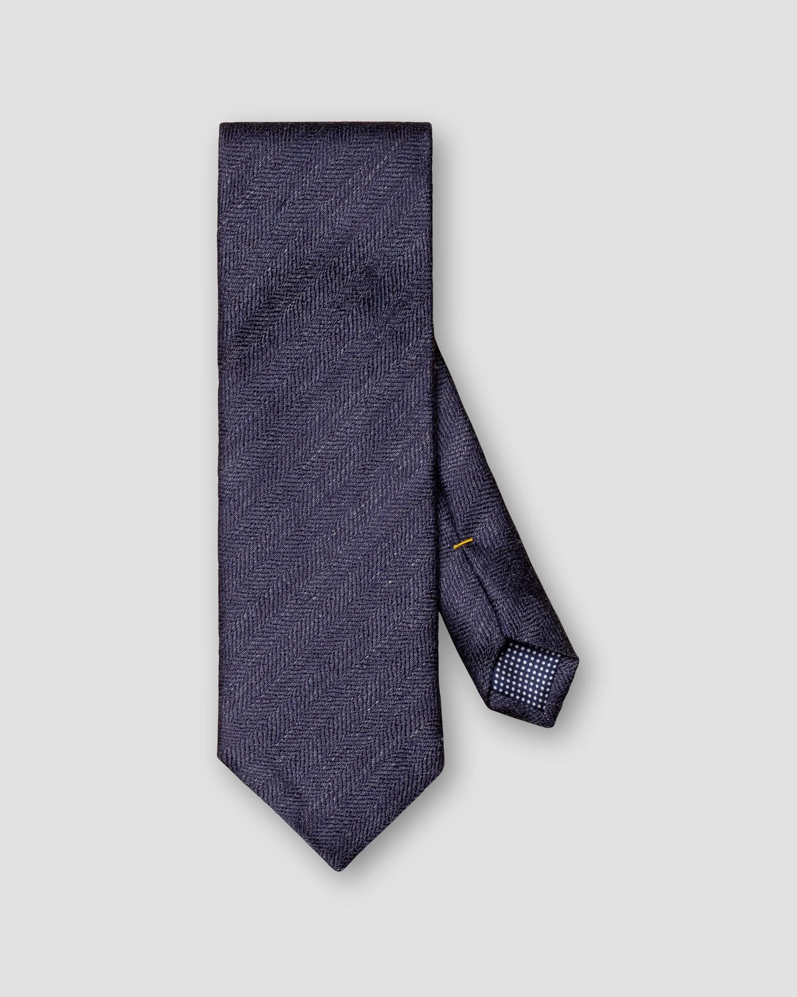 Eton - navy blue herringbone silk linen tie