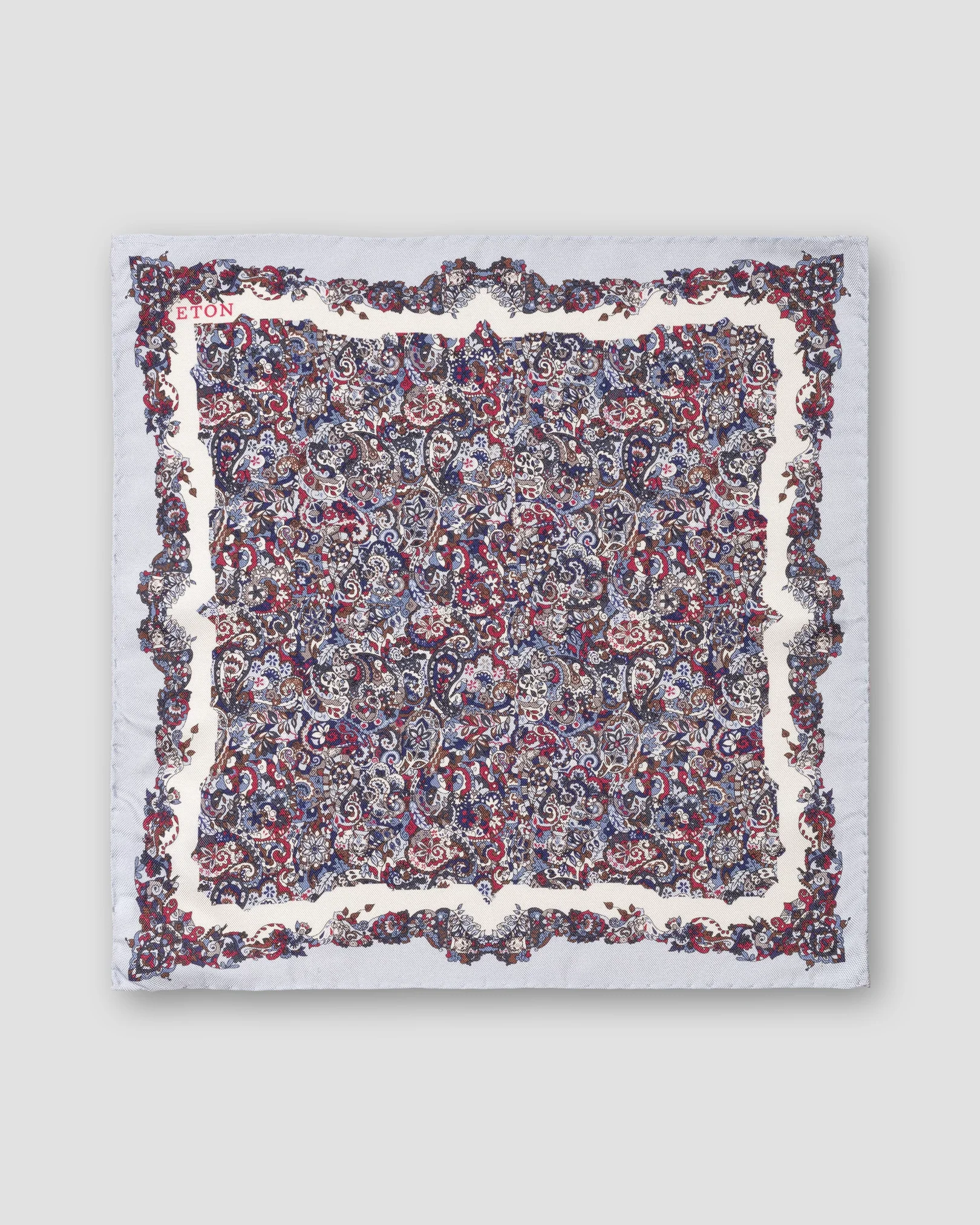 Eton - blue scandinavian paisley print pocket square