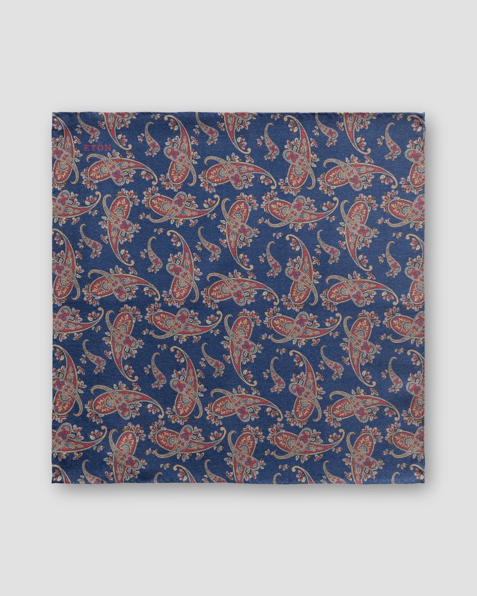 Eton - dark blue double sided wool pocket square