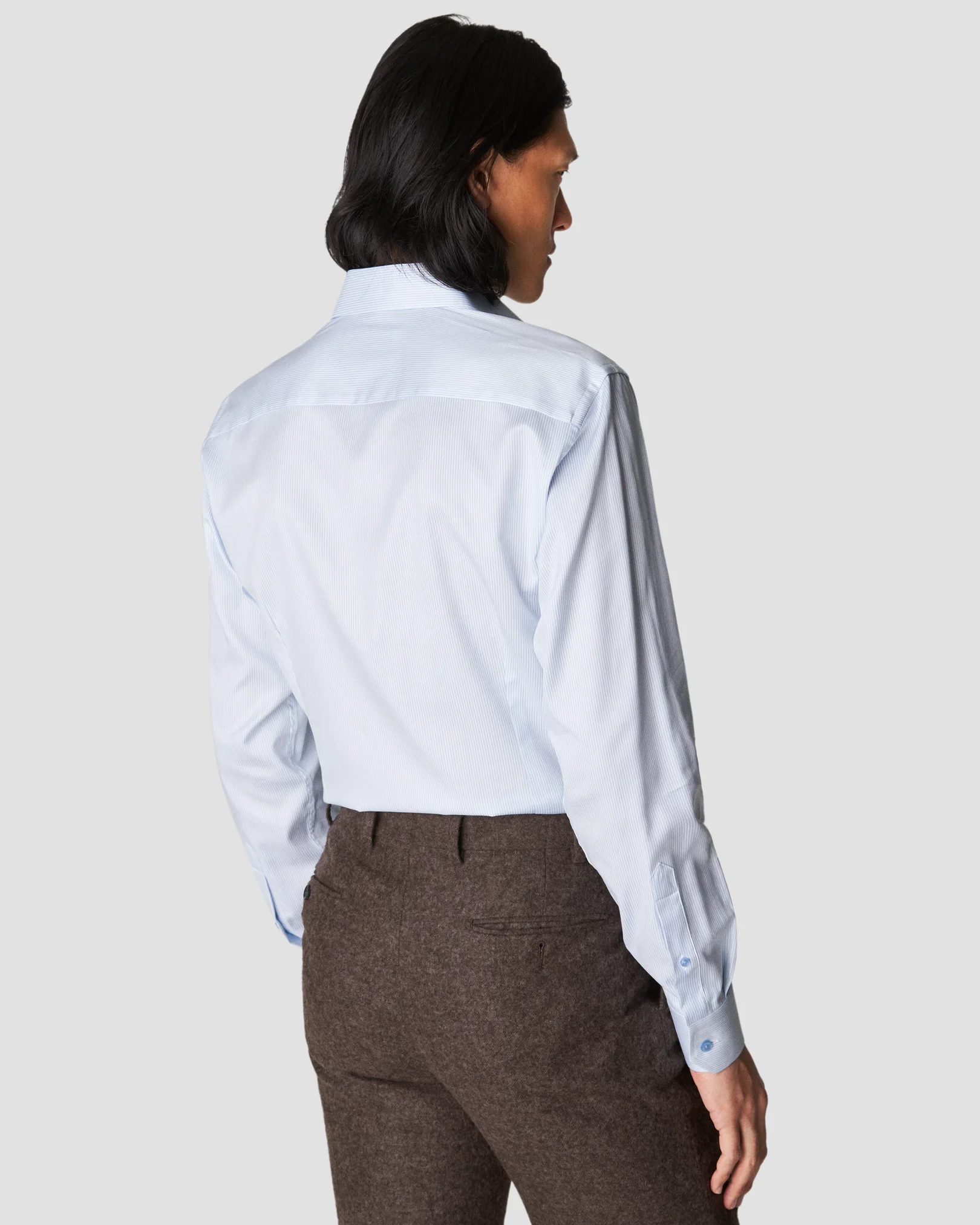 Eton - light blue twill thin striped