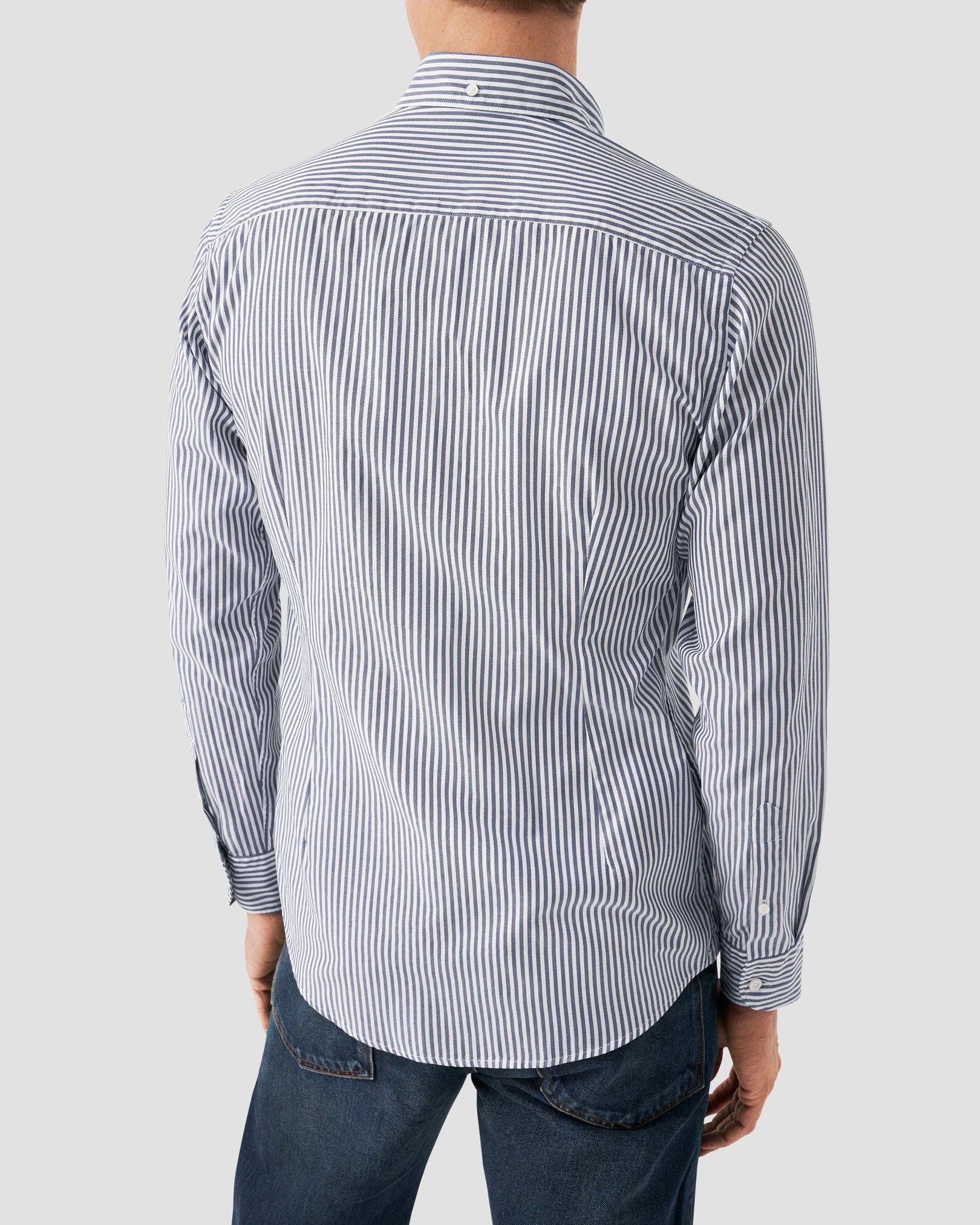 Eton - dark blue twill button down rounded single slim fit