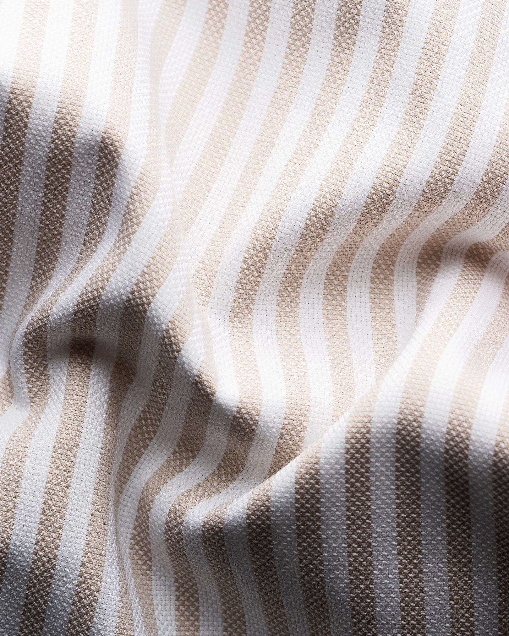 Eton - beige striped oxford band collar shirt
