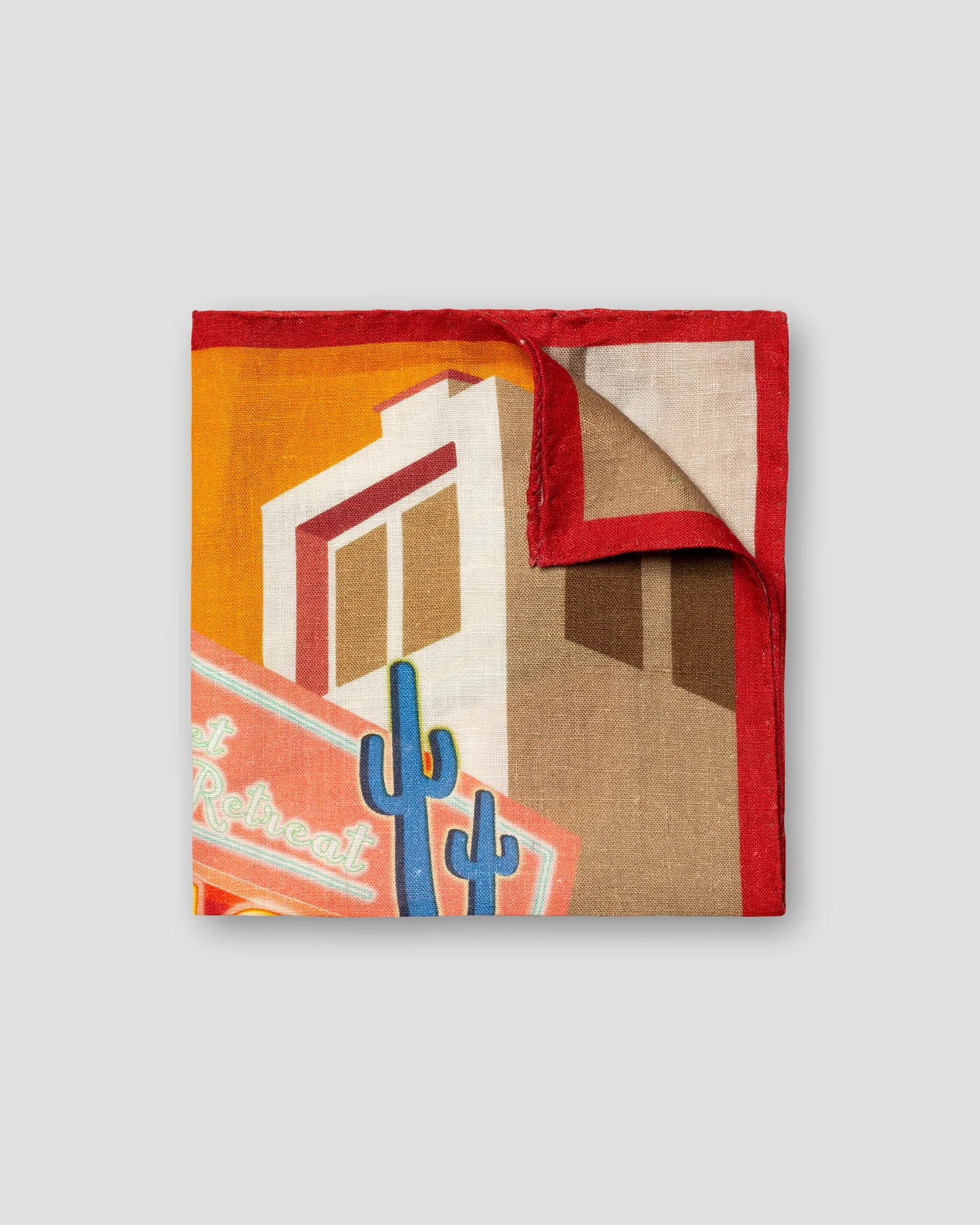 Eton - orange rest relax retreat print silk pocket square