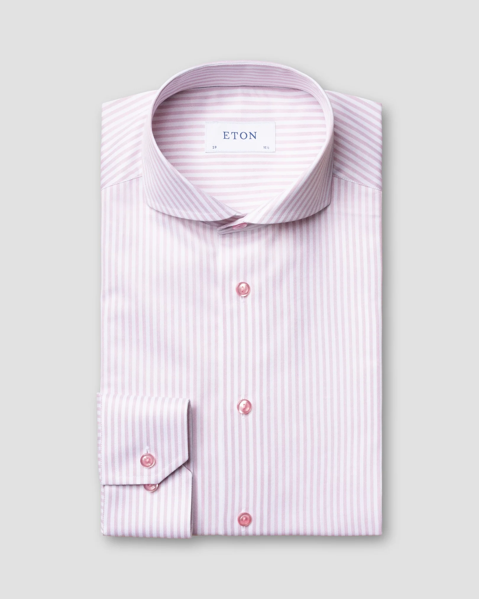 Eton - pink striped signature twill shirt extreme cut away