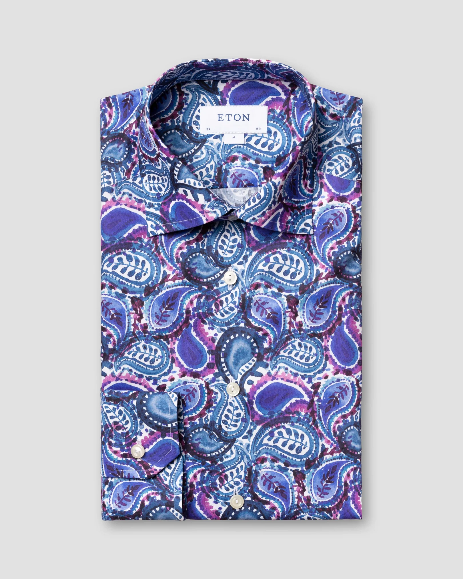 Eton - blue painted paisley shirt