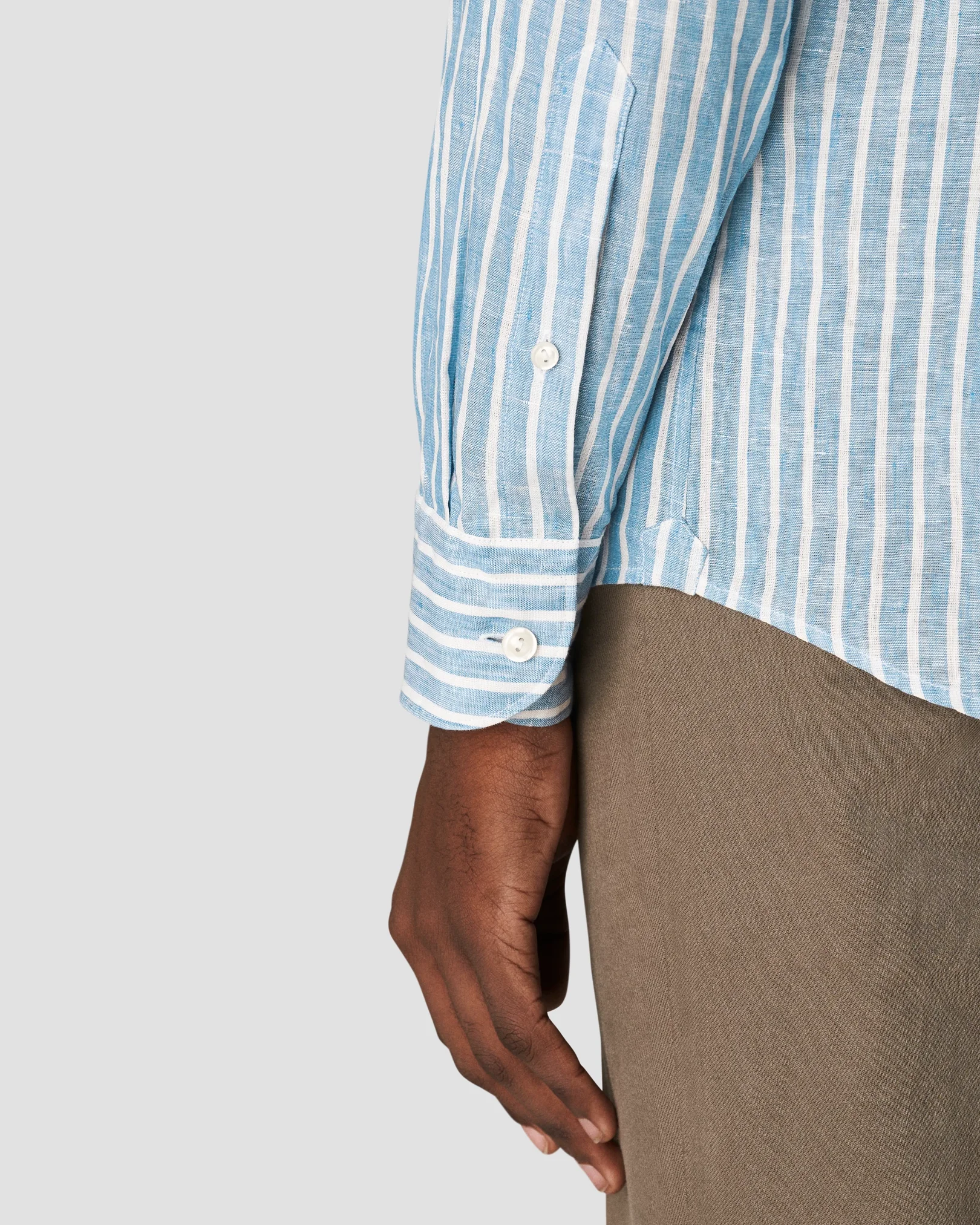 Eton - mid blue striped linen