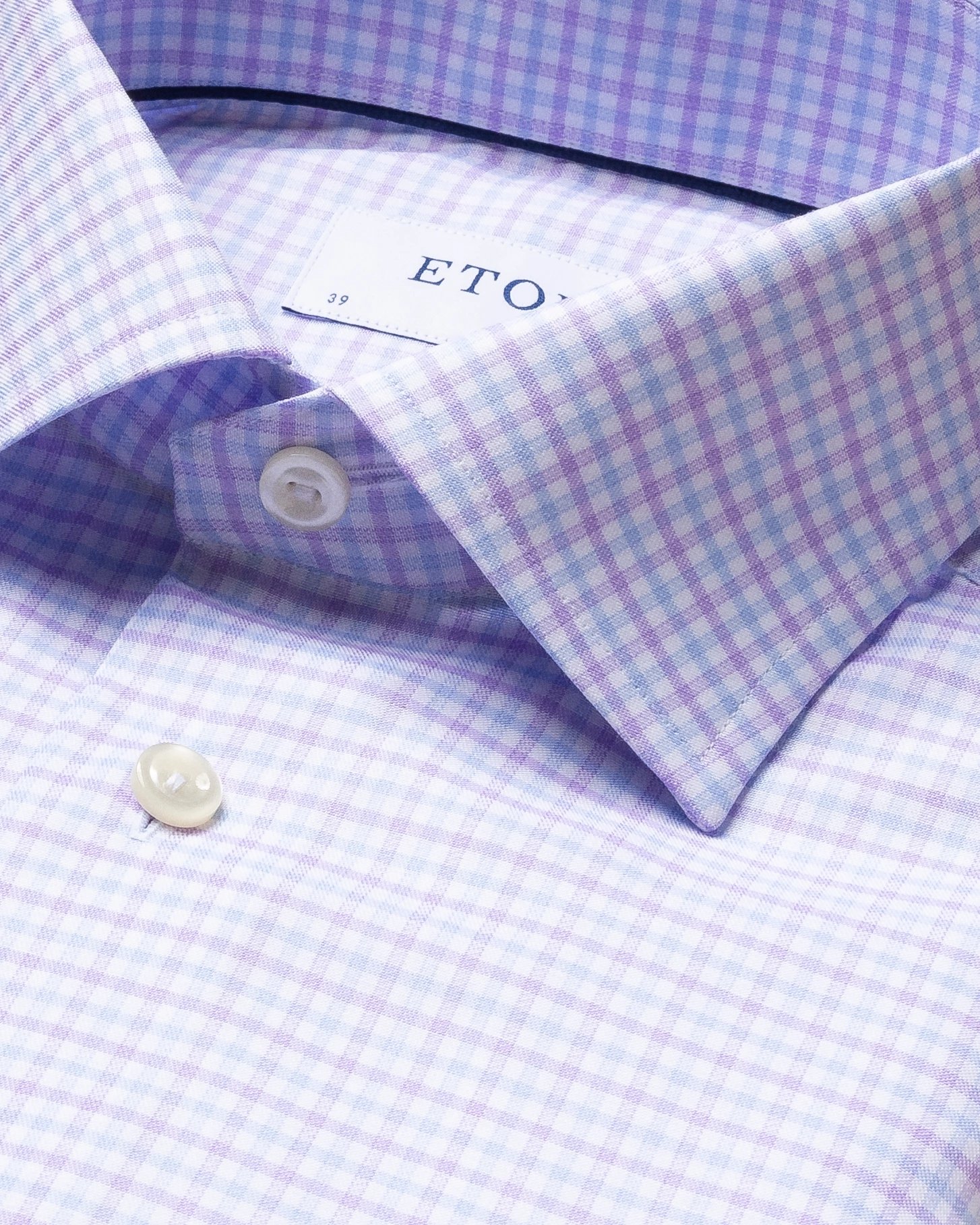 Eton - lavender and blue 3 color check shirt