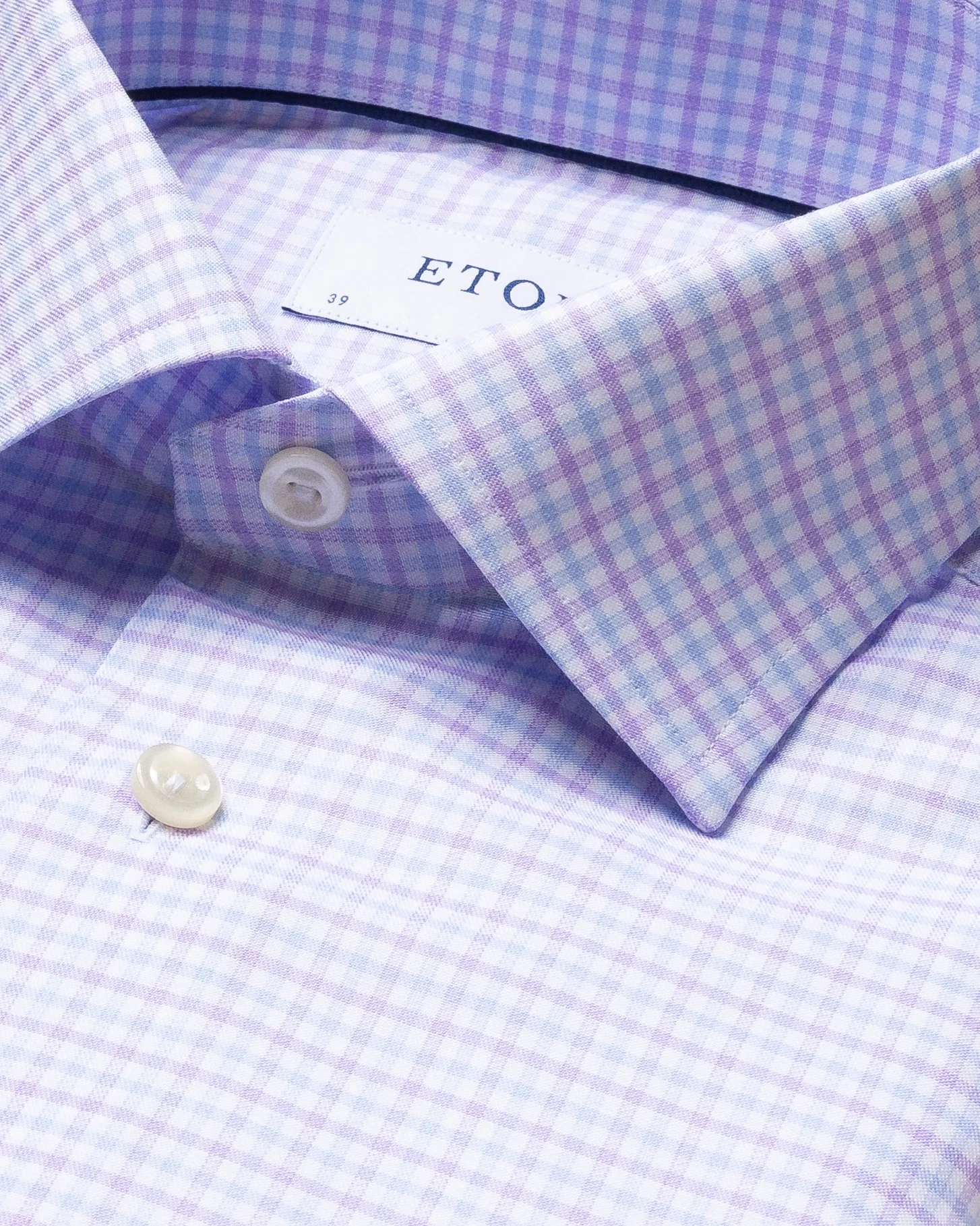Eton - lavender and blue 3 color check shirt
