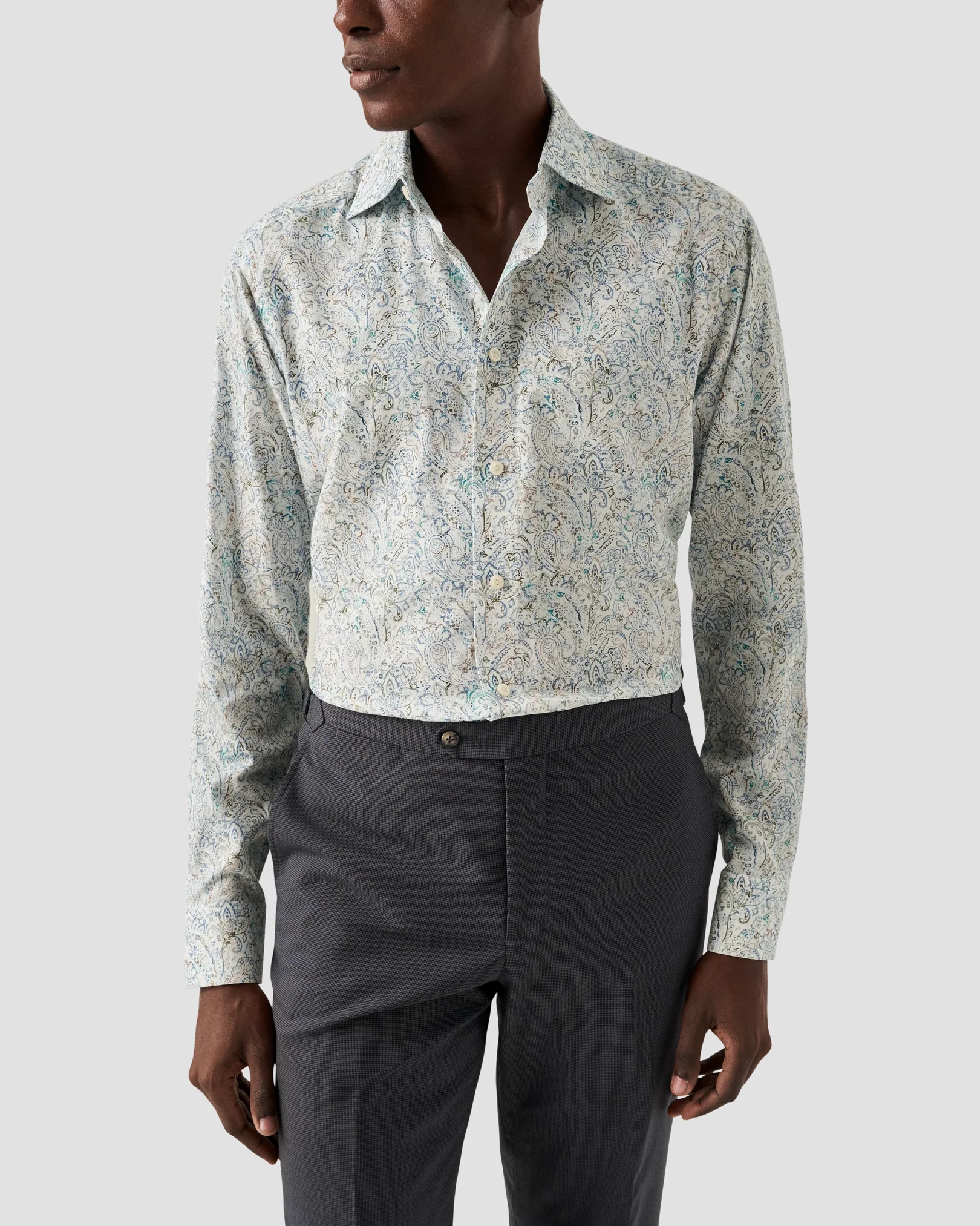 Eton - light green paisley lyocell shirt