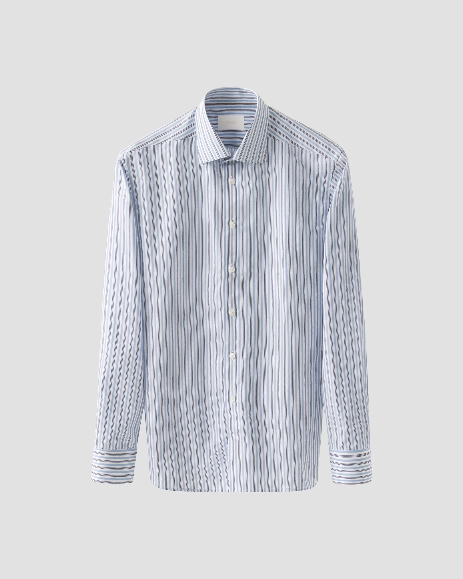 Eton - light blue multi striped elevated pique shirt