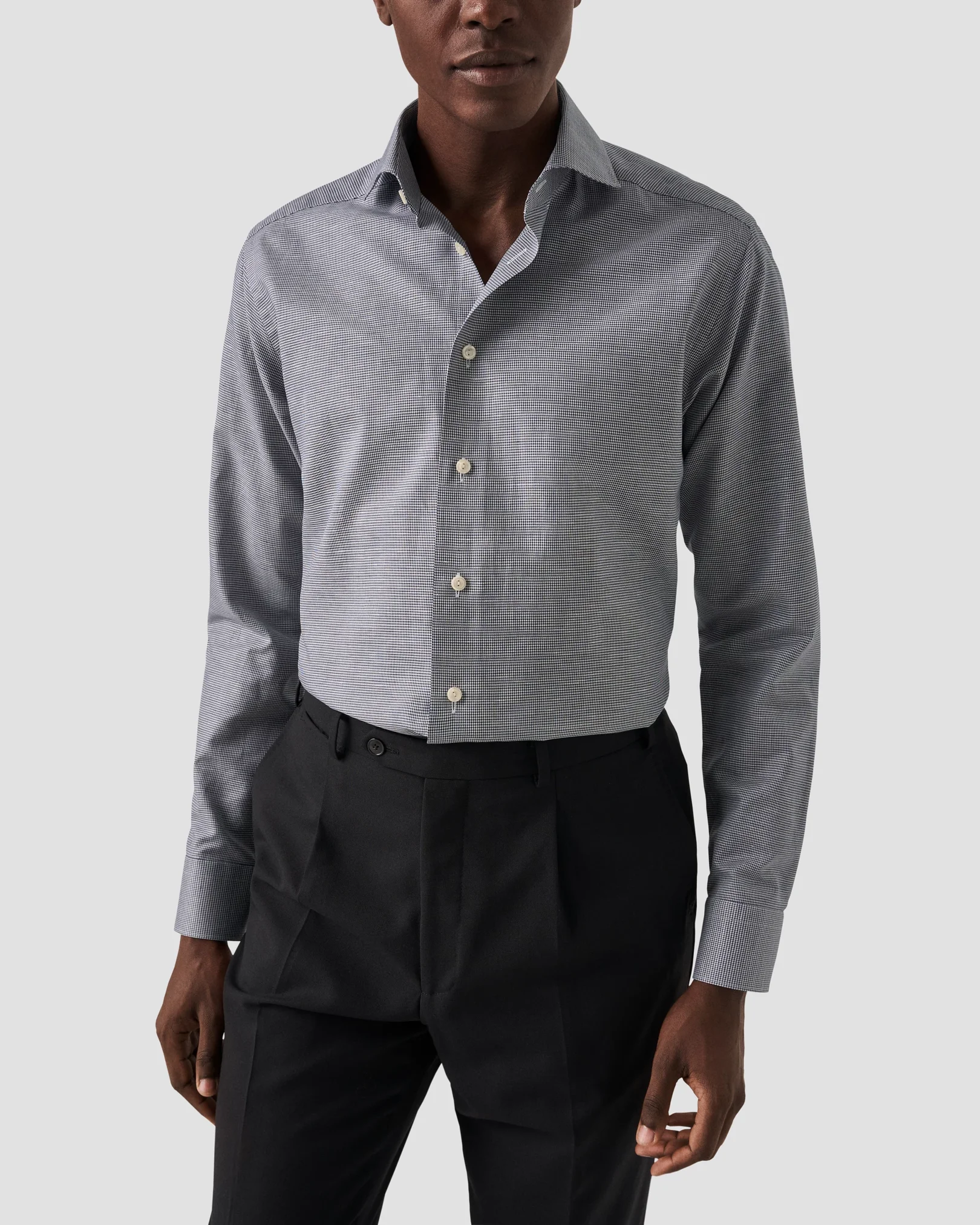 Eton - houndstooth cotton linen shirt