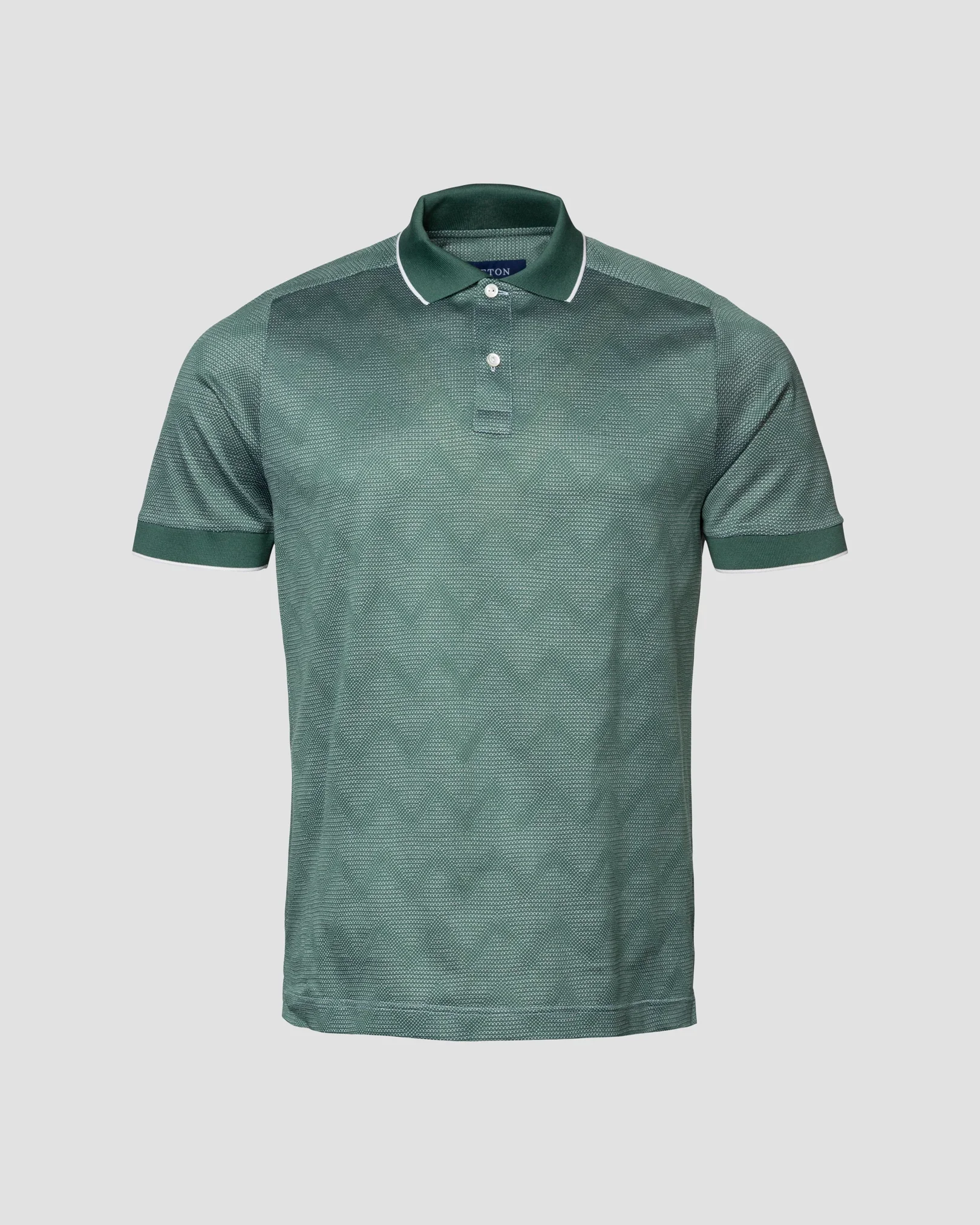 Eton - Green Zigzag Jacquard Filo di Scozia Polo Shirt - Short Sleeve