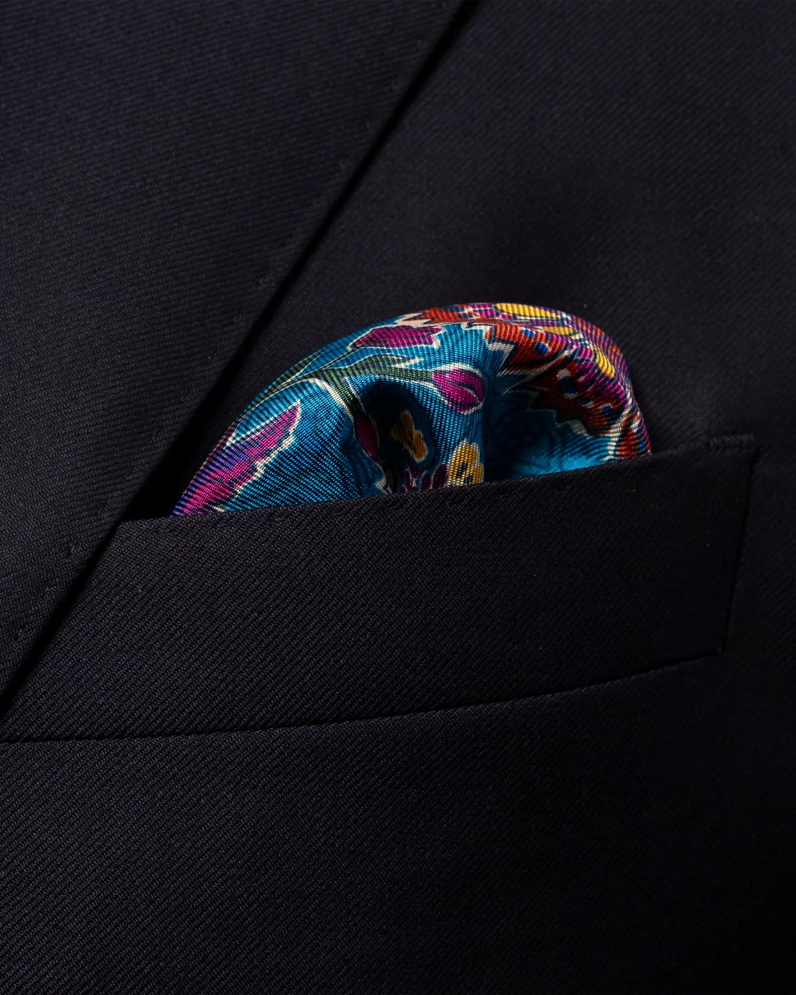 Eton - blue floral silk pocket square