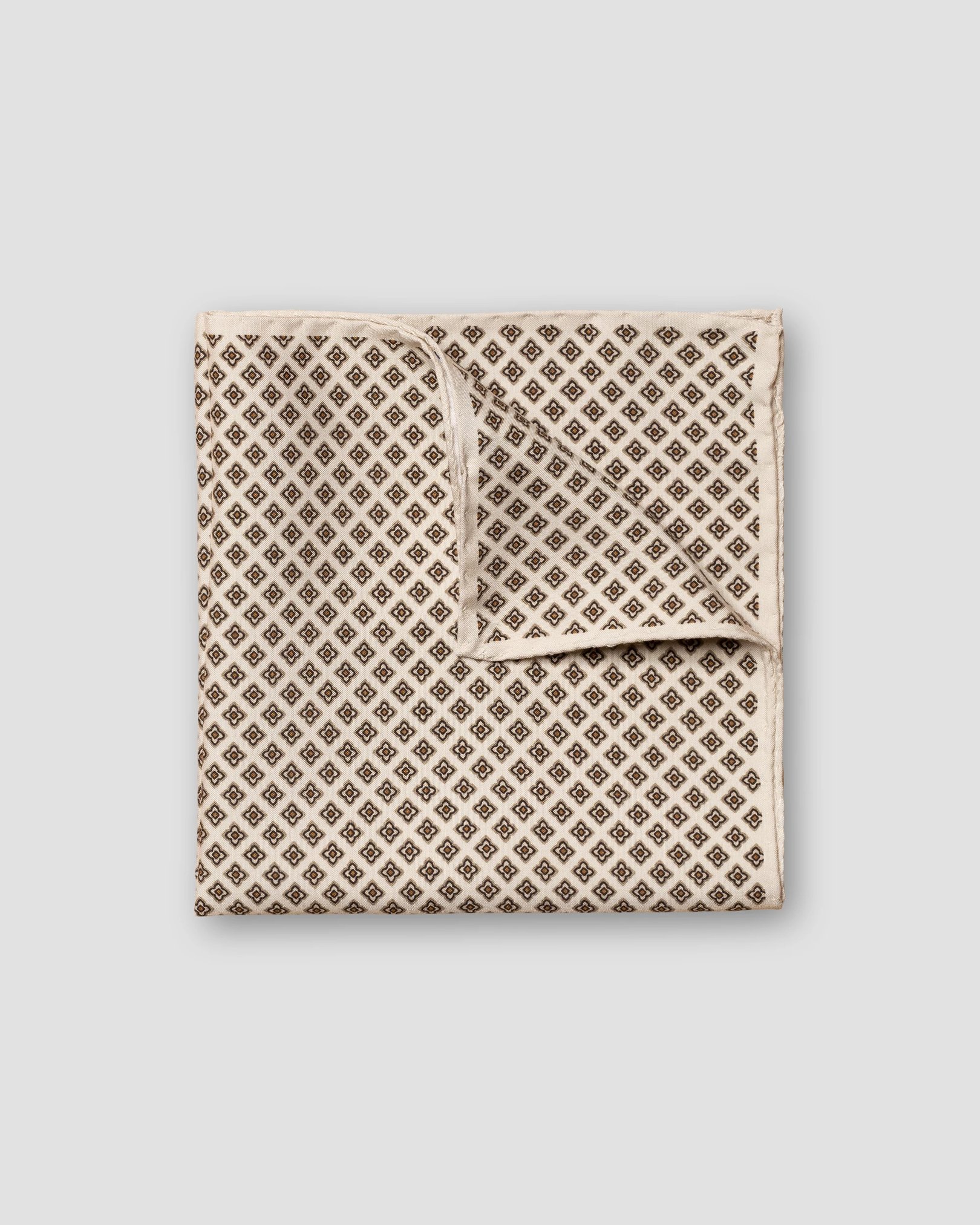 Eton - light brown geometric print fuji silk pocket square