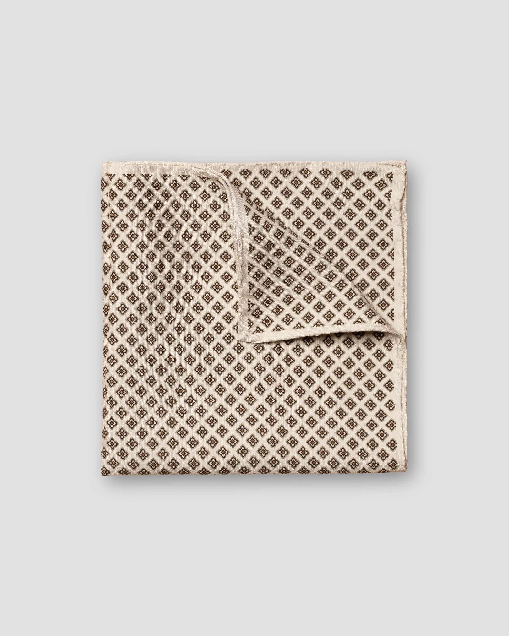 Eton - light brown geometric print fuji silk pocket square