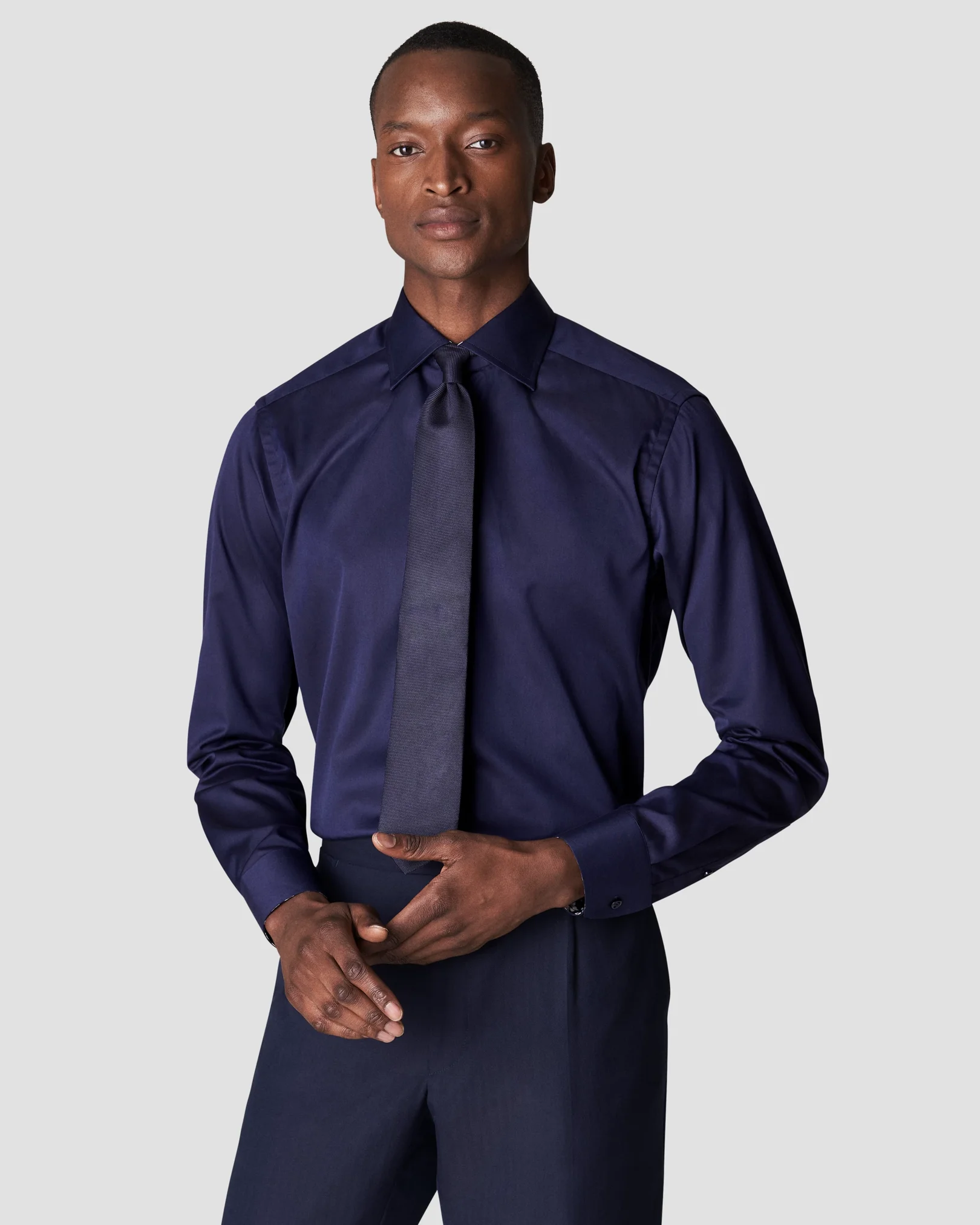 Eton - navy blue signature twill floral details