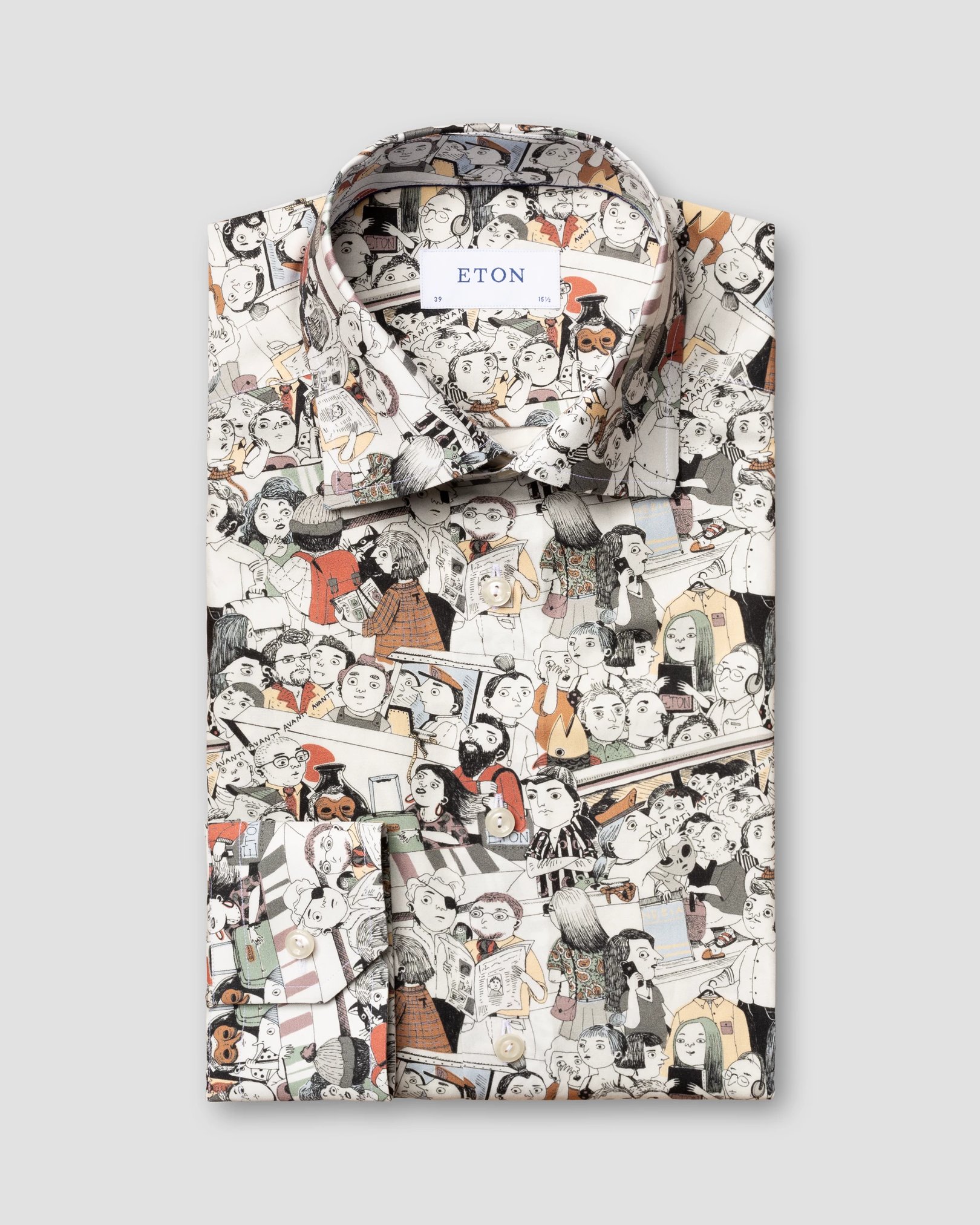Eton - white signature twill shirt murano crowd print