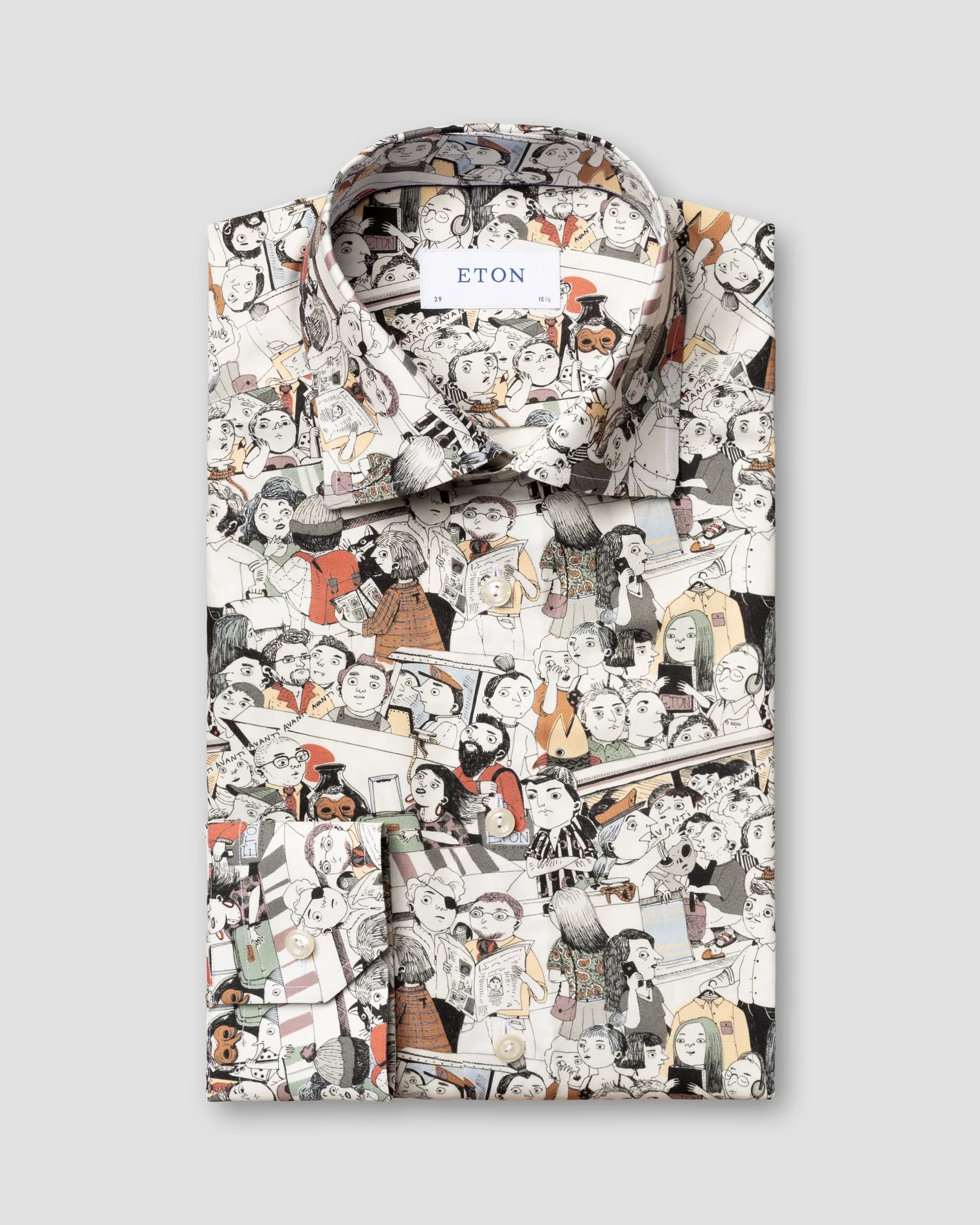 Eton - white signature twill shirt murano crowd print
