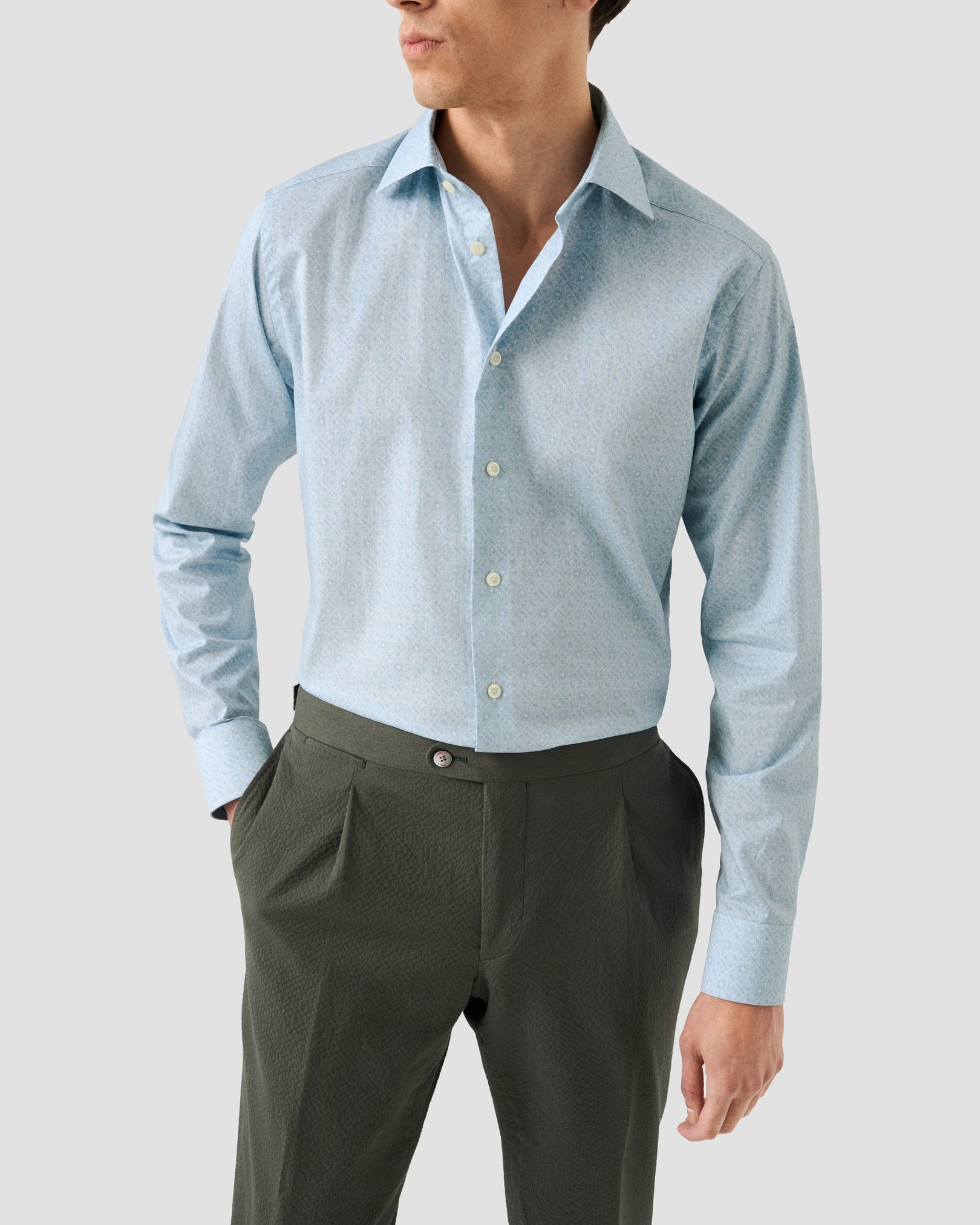 Eton - blue geometric signature twill shirt