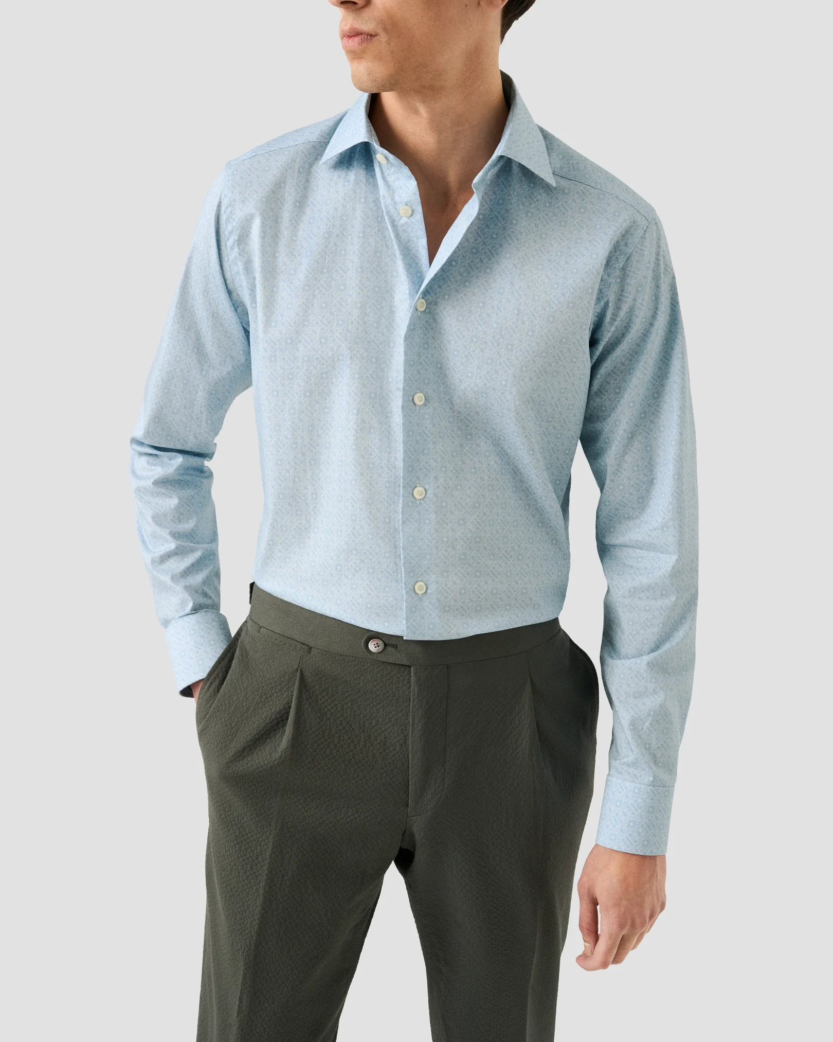 Eton - blue geometric signature twill shirt
